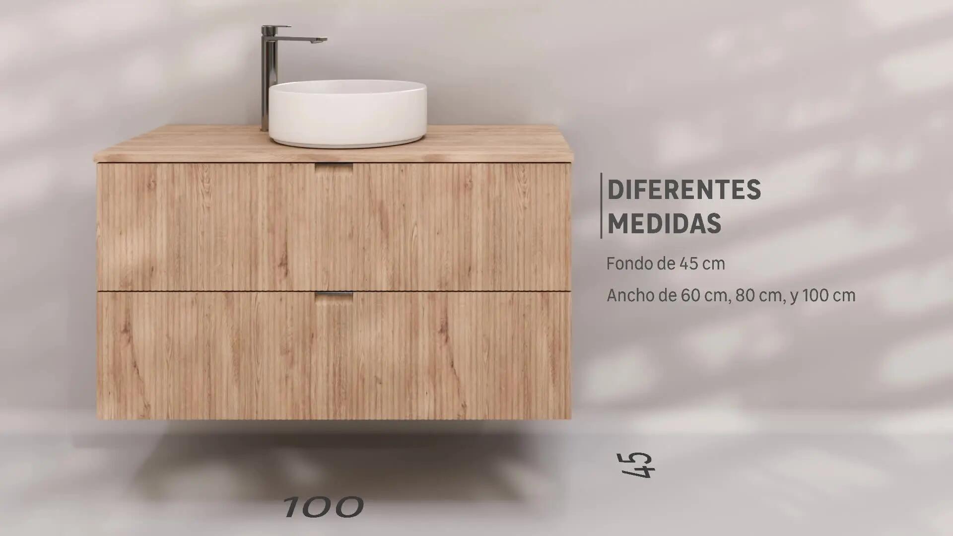 Mueble de baño Lignes beige 100x45.4 cm (lavabo no incluido) - 4