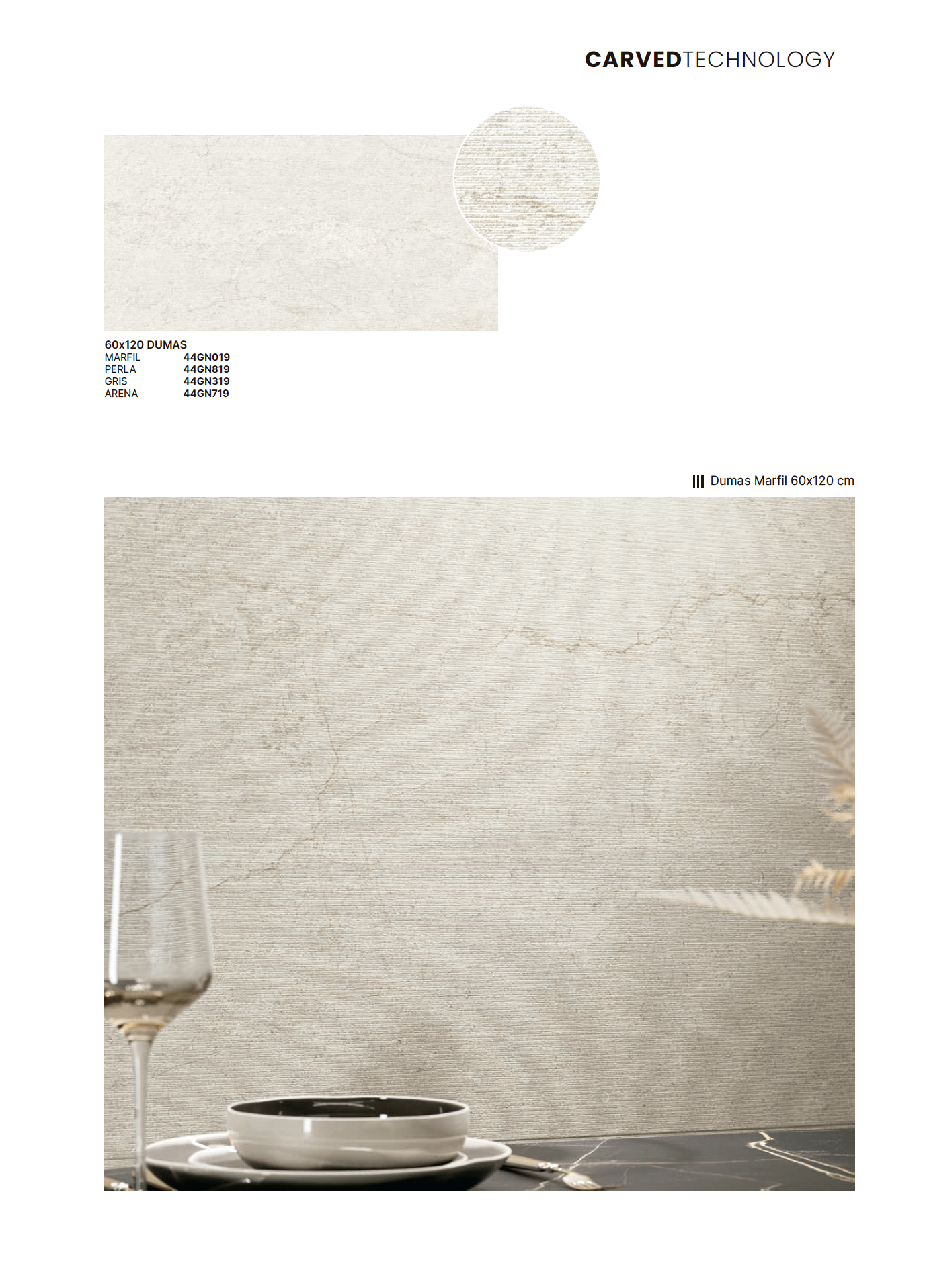 Suelo/Azulejo porcelánico Dumas Perla Deco efecto piedra, relieve perla 60x120 cm  GRESPANIA - 2