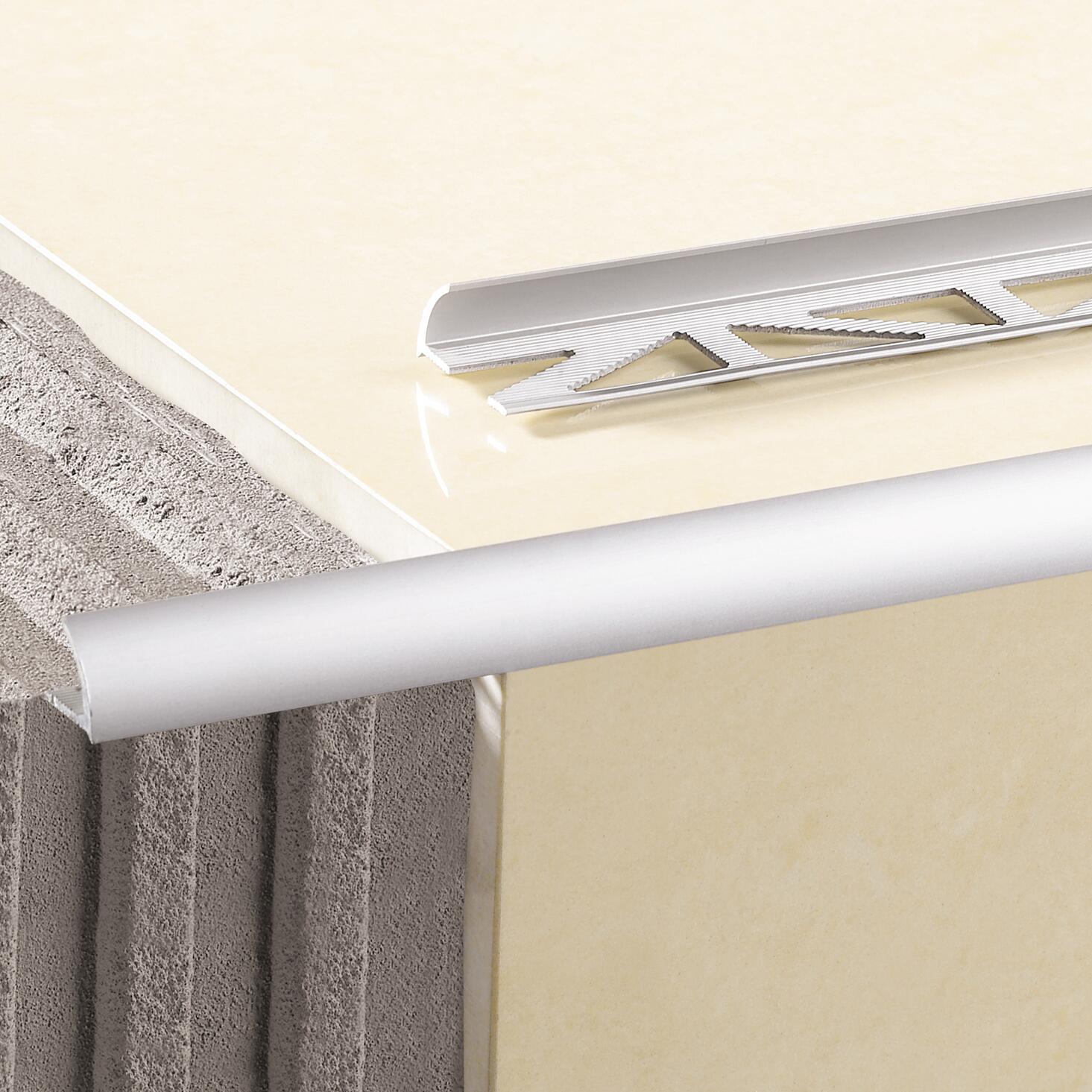 Profilo angolare esterno arrotondato in alluminio elettrolucidato grigio lucido Sp 10mm x L 1 cm x L 2.5 m - 3