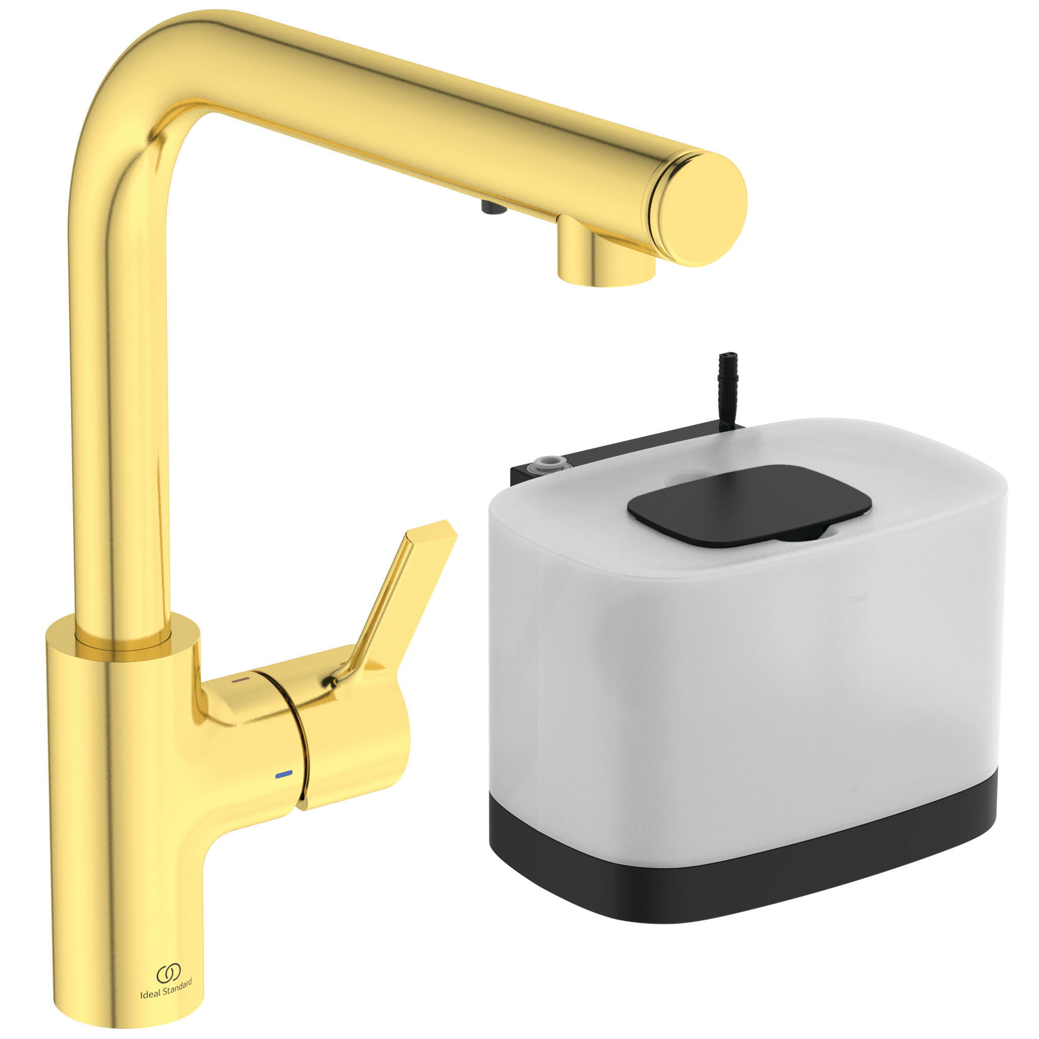 Grifo de cocina monomando caño alto gusto gusto imx con dispensador electrónico de jabón dorado