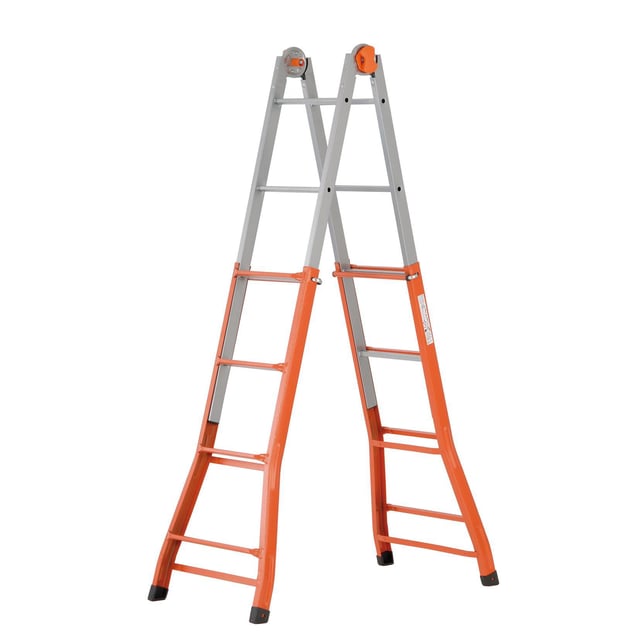 Scala telescopica GIERRE Peppina in acciaio 4 + 4 gradini portata massima 100 kg D.lgs 81/08 per lavori fino a 4.7 m