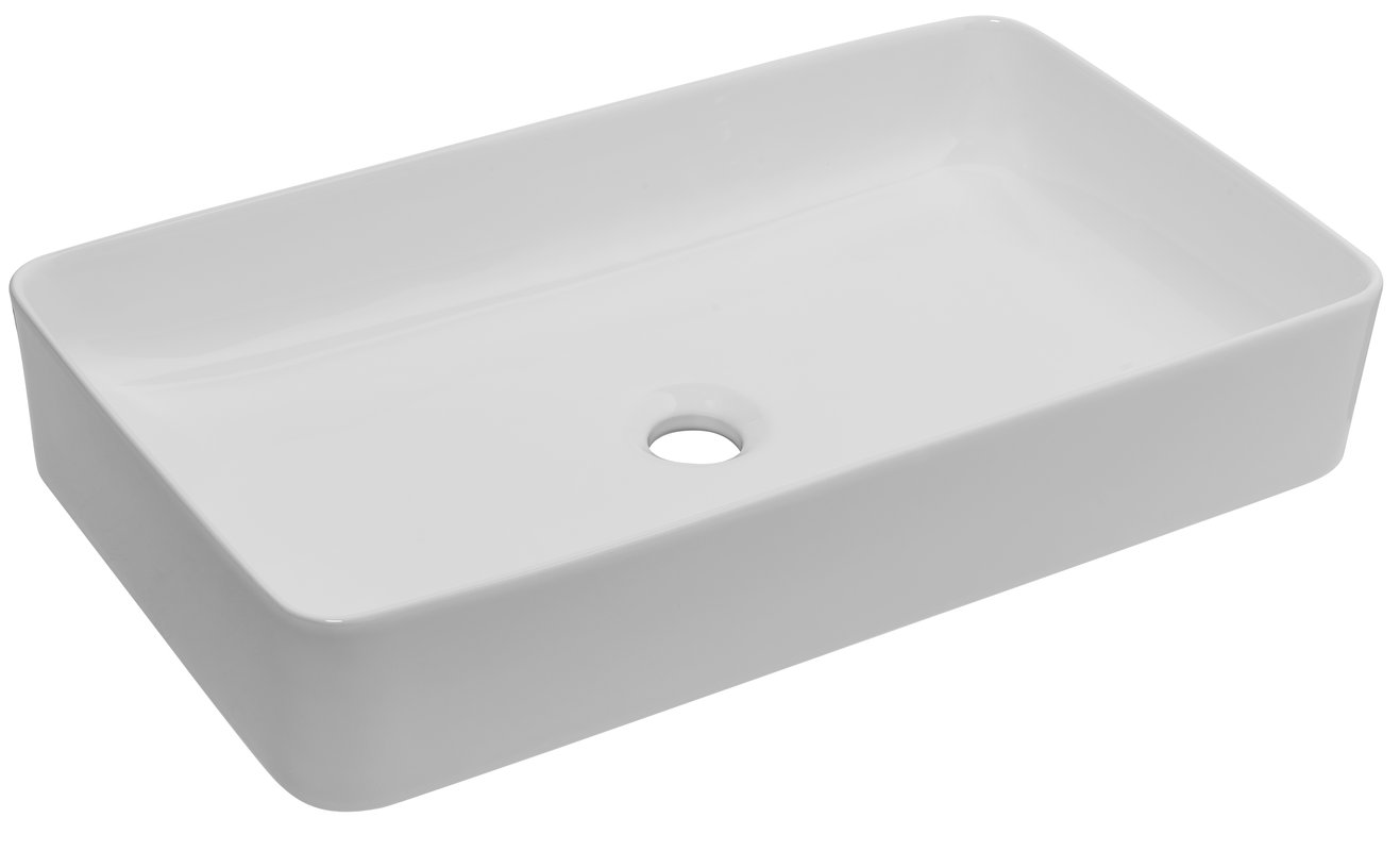 Umywalka ceramiczna nablatowa Peras Glossy White 61x36 cm