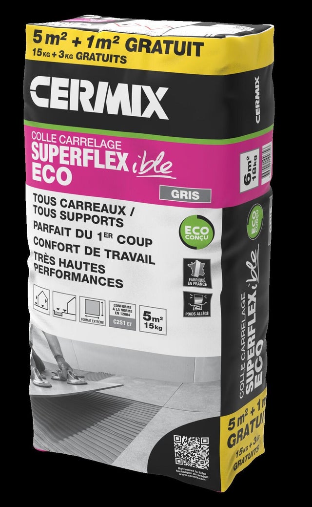 Mortier colle carrelage, poudre, superflex grise CERMIX 18 Kg