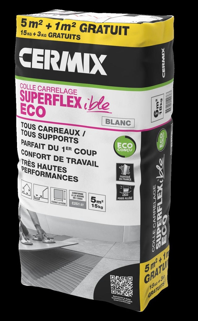 Mortier colle carrelage, poudre, superflex blanc CERMIX 18 Kg