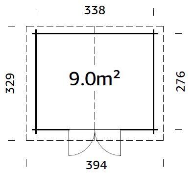Caseta de madera Valentine de 329x235x394 cm y 13 m2 con 28 mm espesor y doble puerta abatible PALMAKO - 2