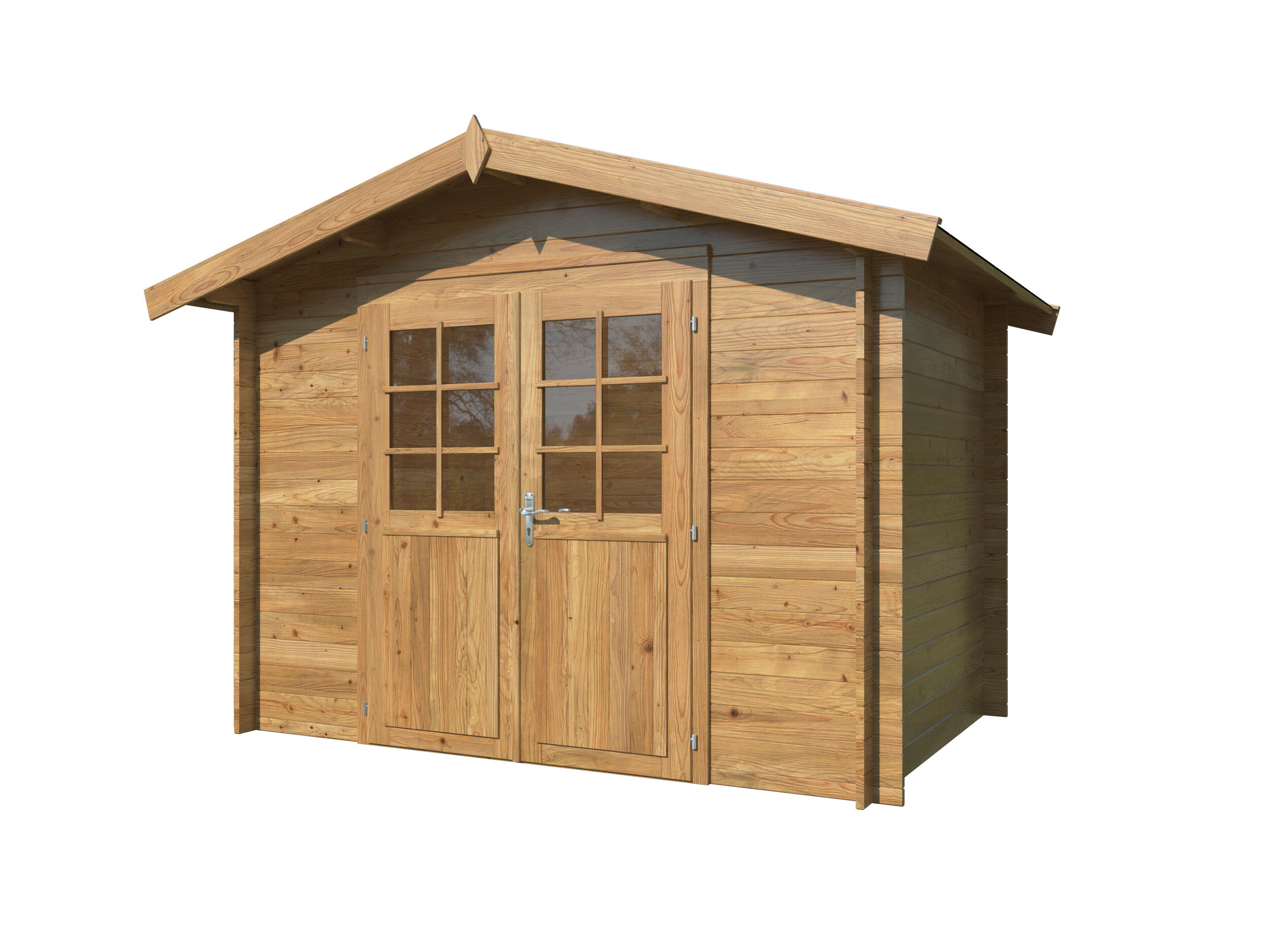 Caseta de madera valentine de 233x235x332 cm y 7.36 m2 con 28 mm espesor y doble puerta abatible palmako