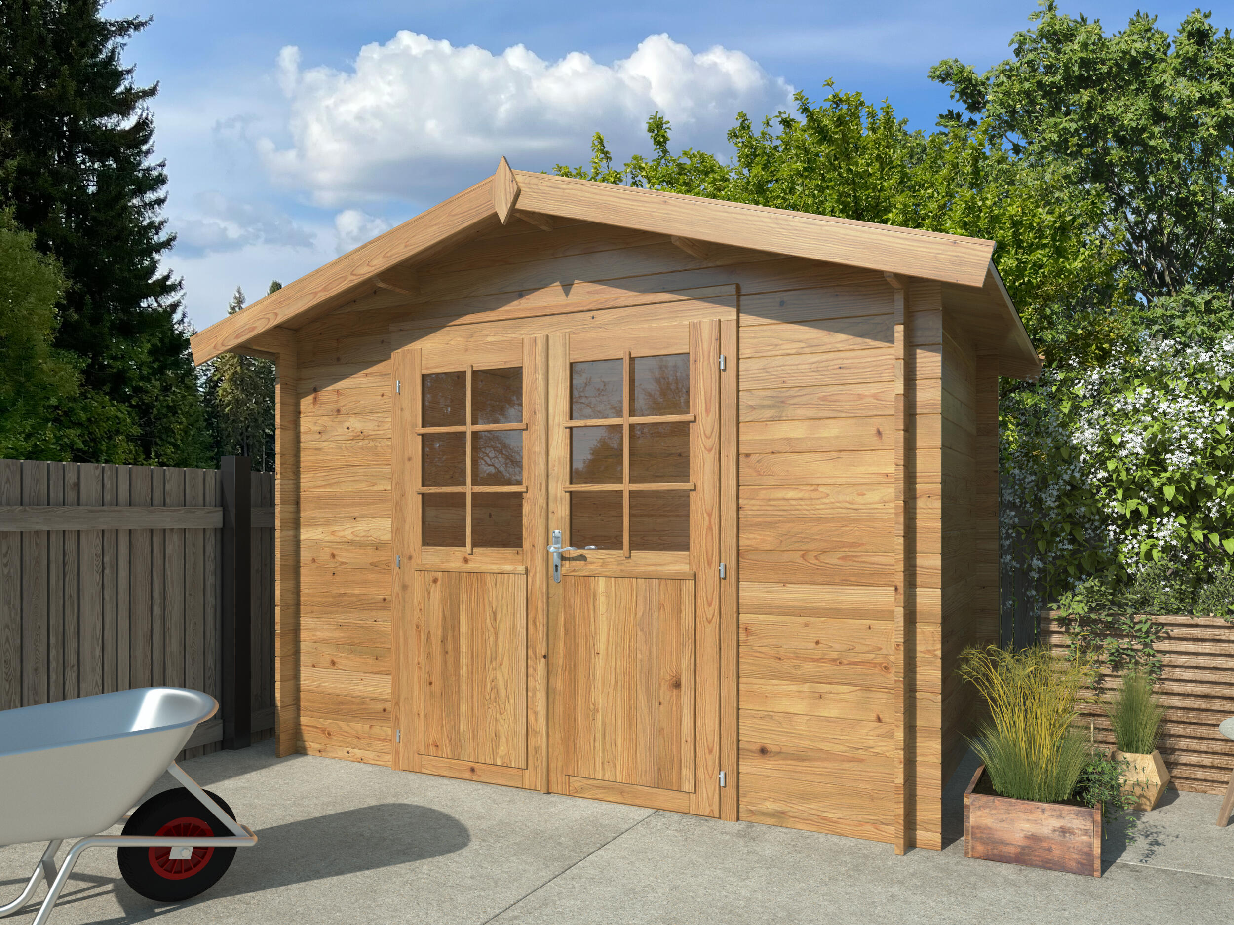 Caseta de madera Valentine de 233x235x332 cm y 7.36 m2 con 28 mm espesor y doble puerta abatible PALMAKO - 6