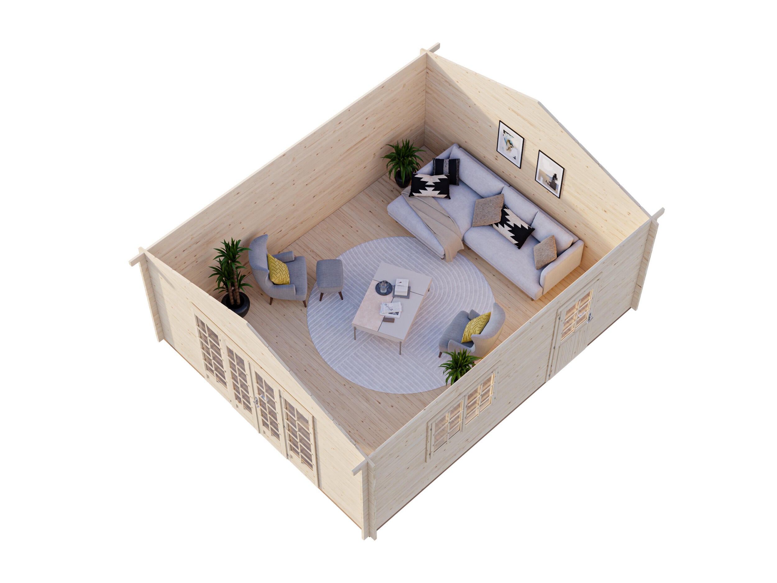 Caseta de madera CASETA IRENE 23,9 M2 de 602x287x514 cm y 30.94 m2 con 44 mm espesor y doble puerta PALMAKO - 5