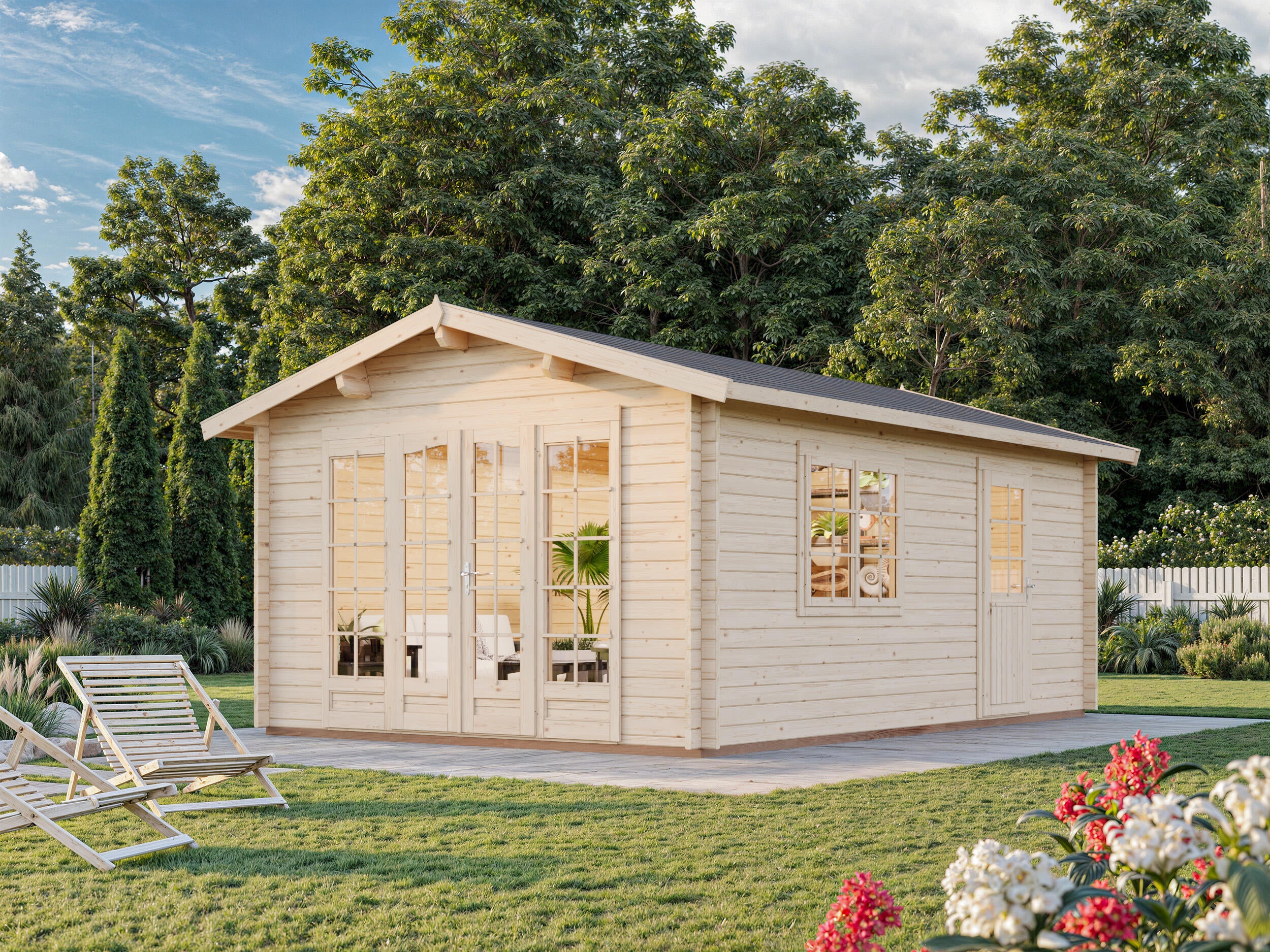 Caseta de madera CASETA IRENE de 602x276x426 cm y 25.64 m2 con 44 mm espesor y doble puerta abatible PALMAKO - 8
