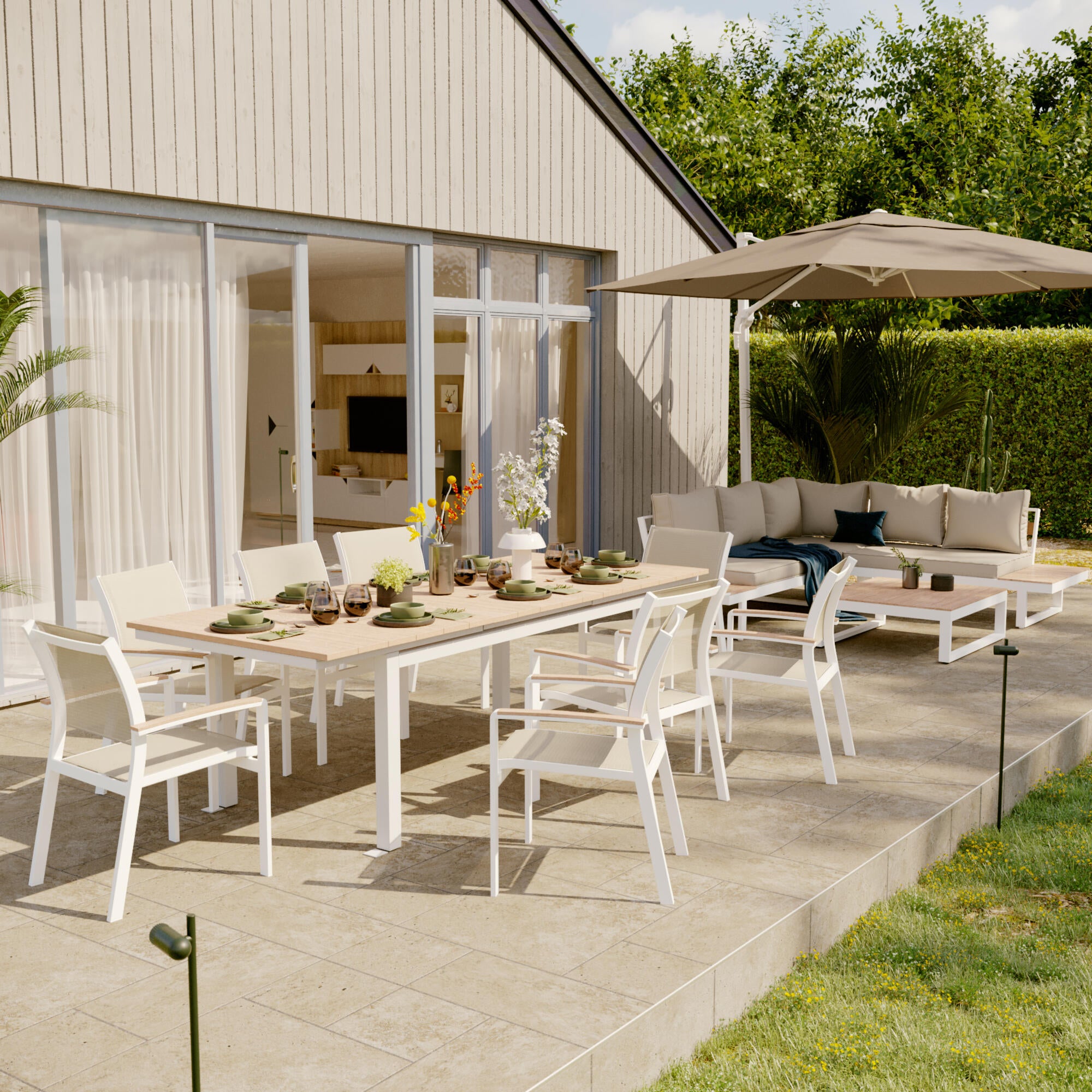Guarda-sol NATERIAL aura 290x290cm branco/tostado - 3