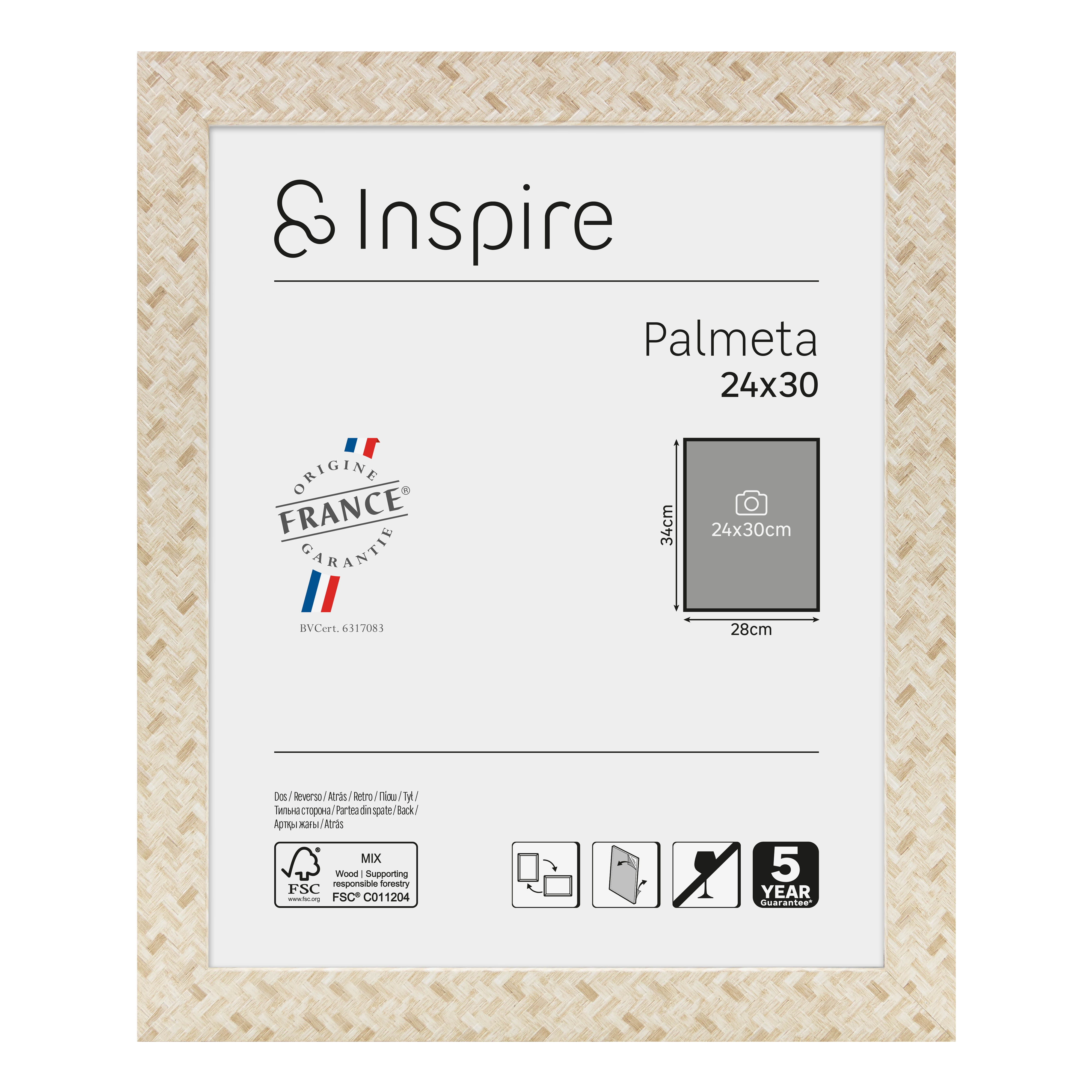 Moldura Palmeta 24X30 cm natural Inspire - 2