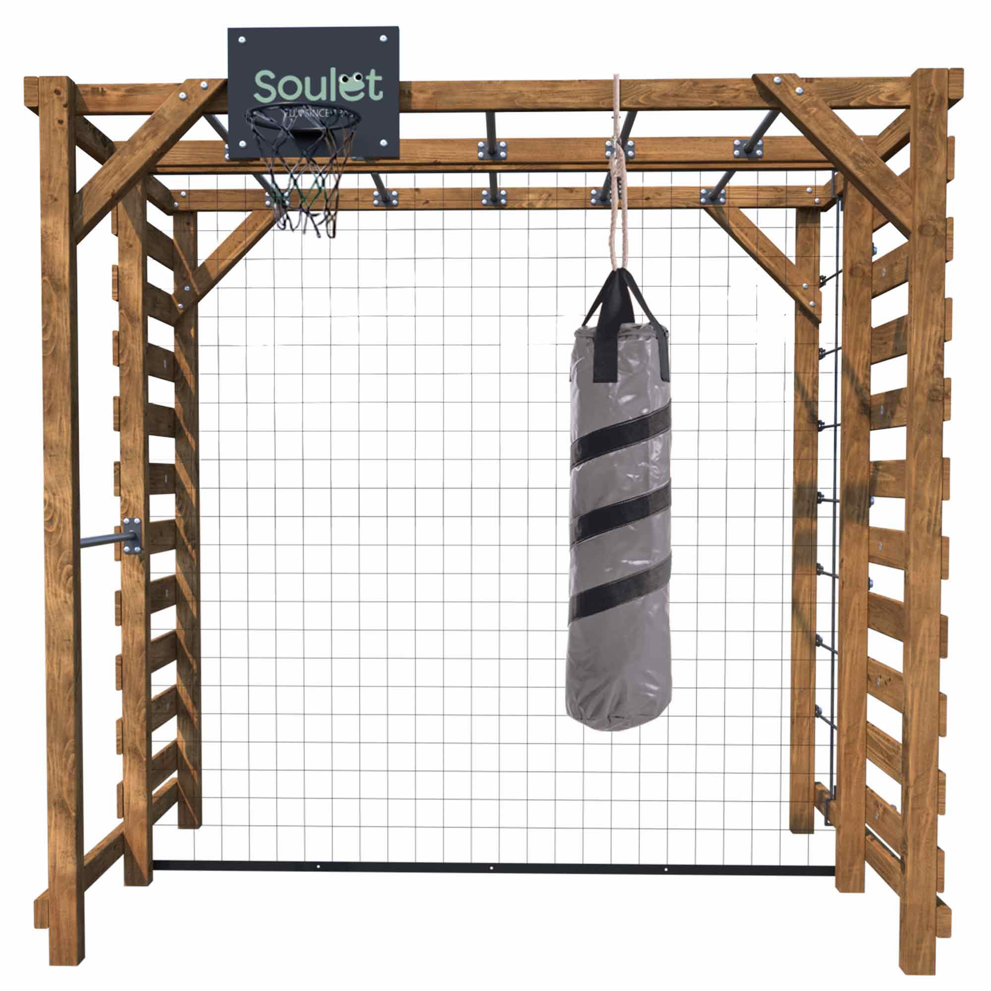 Aire de jeux en bois multi-activités Basket, Boxe, Foot, H.209 cm, ODIN, SOULET - 6