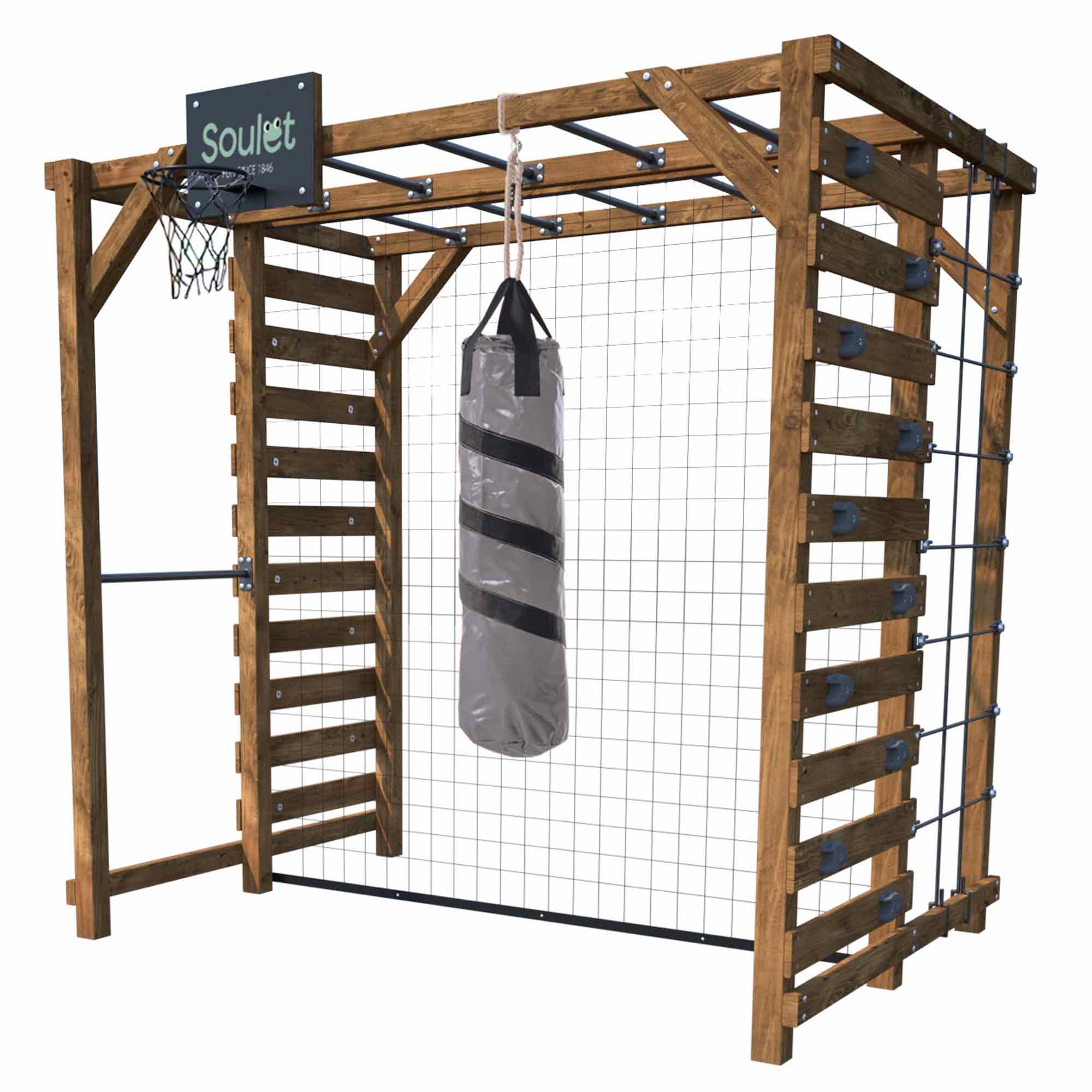 Aire de jeux en bois multi-activités Basket, Boxe, Foot, H.209 cm, ODIN, SOULET - 5