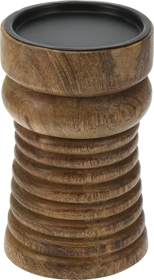 Świecznik drewniany brązowy 10 x 16 cm