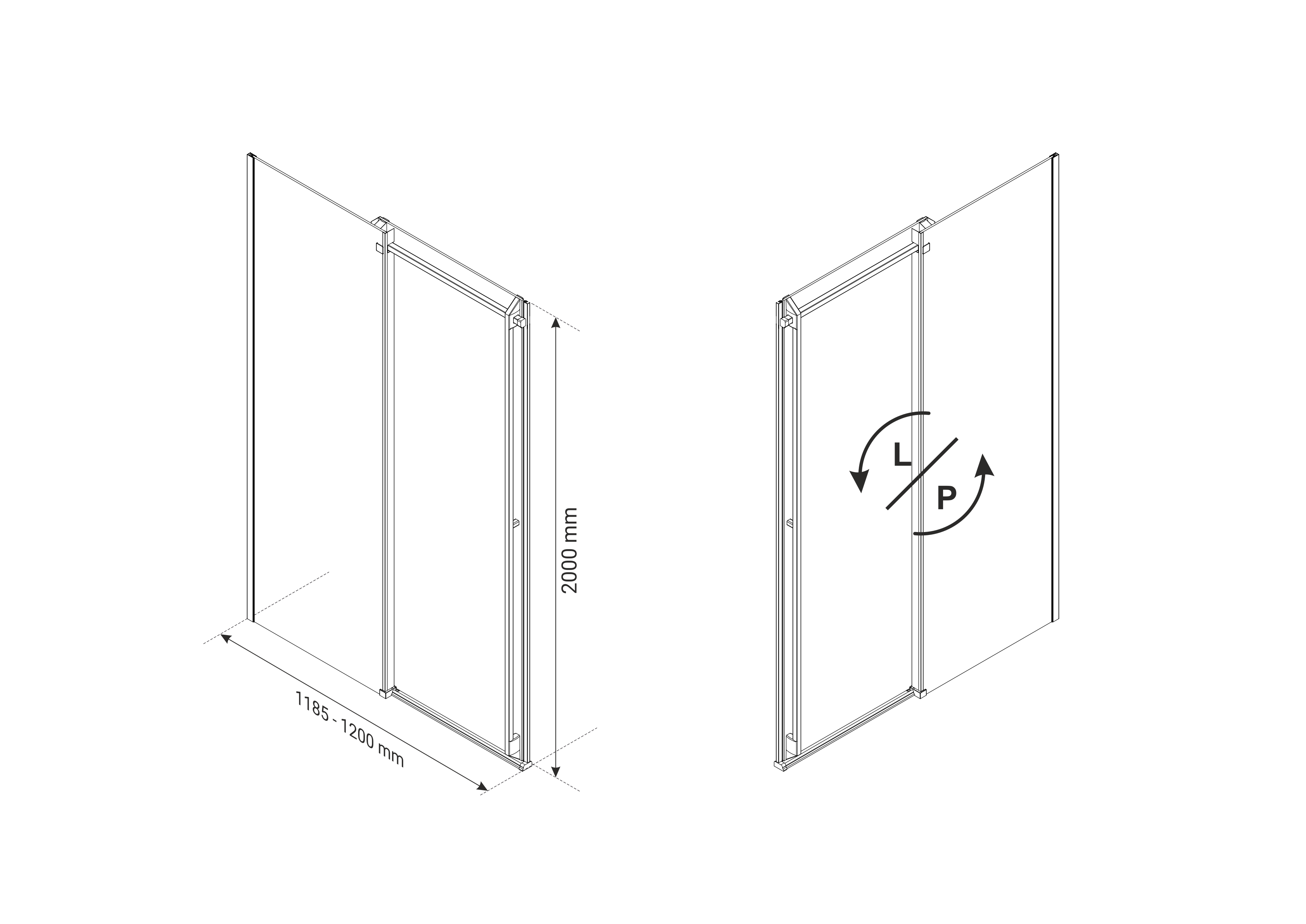 Drzwi prysznicowe przesuwne Titanium czarne 120x200 cm Durasan - 6
