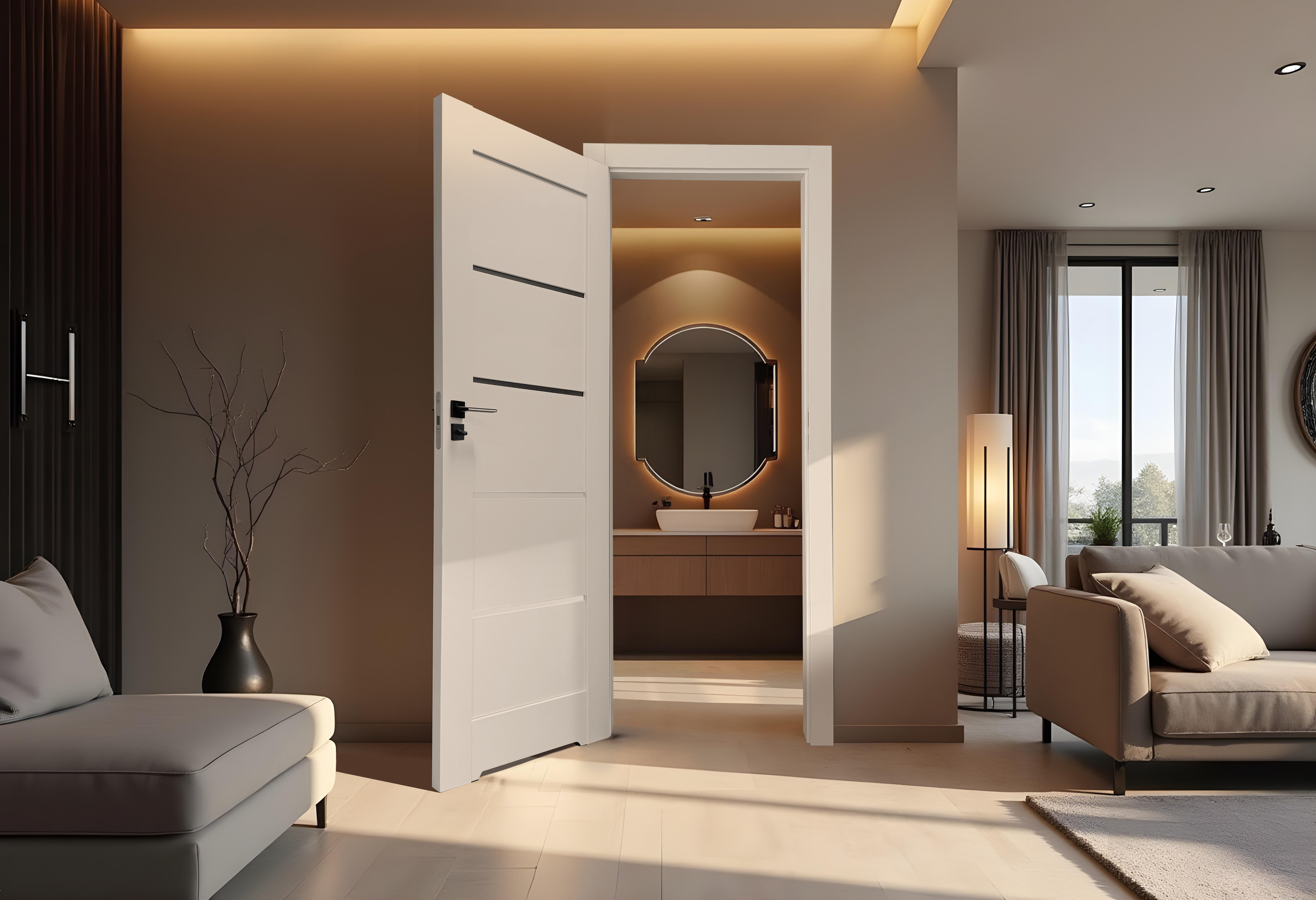 Drzwi wewnętrzne łazienkowe z podcięciem wentylacyjnym Vinci Nero Cashmere 70 lewe Voster - 2