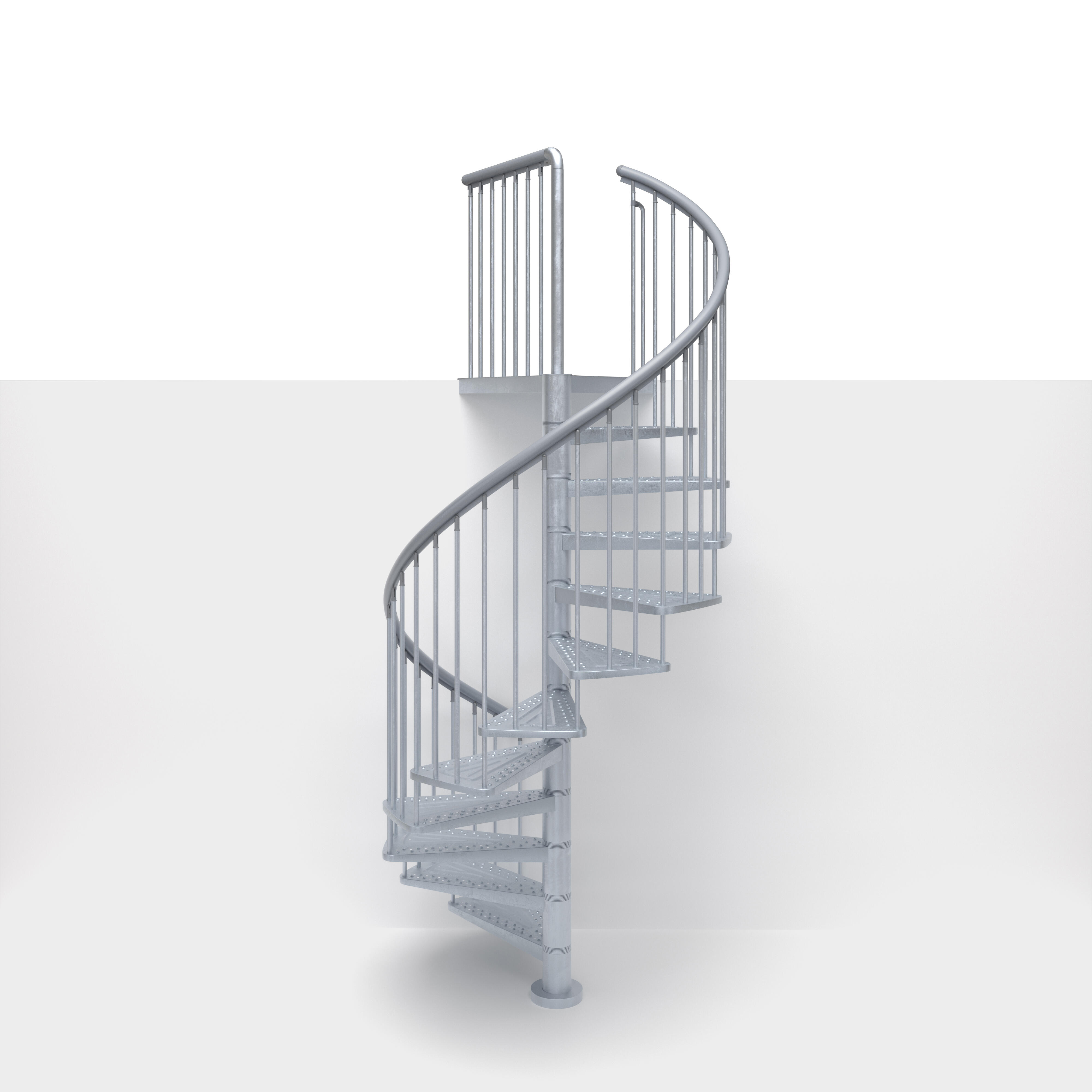 Escalier en colimaçon rond acier 12 marches gris galvanisé Ø155, Garden Spin - 2