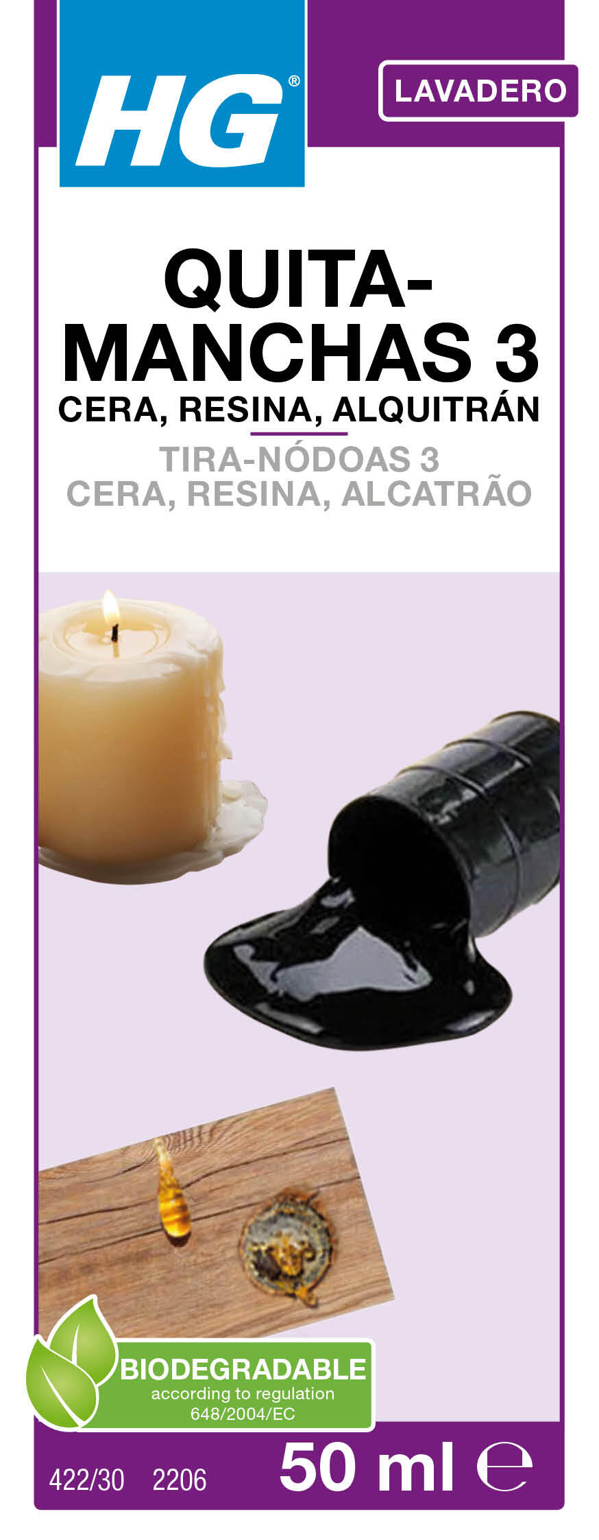Removedor de manchas tecidos N3 cera, resinas, alcatrão 50 ml HG - 3
