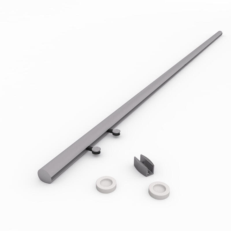 Sistema scorrevole Atena in alluminio grigio anodizzato per anta in vetro, L 200 x H 12 cm - 7
