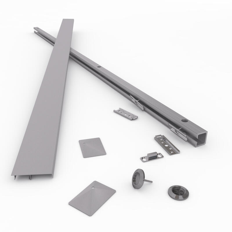 Sistema scorrevole Alu in alluminio grigio anodizzato per anta in legno, L 200 x H 6 cm - 4