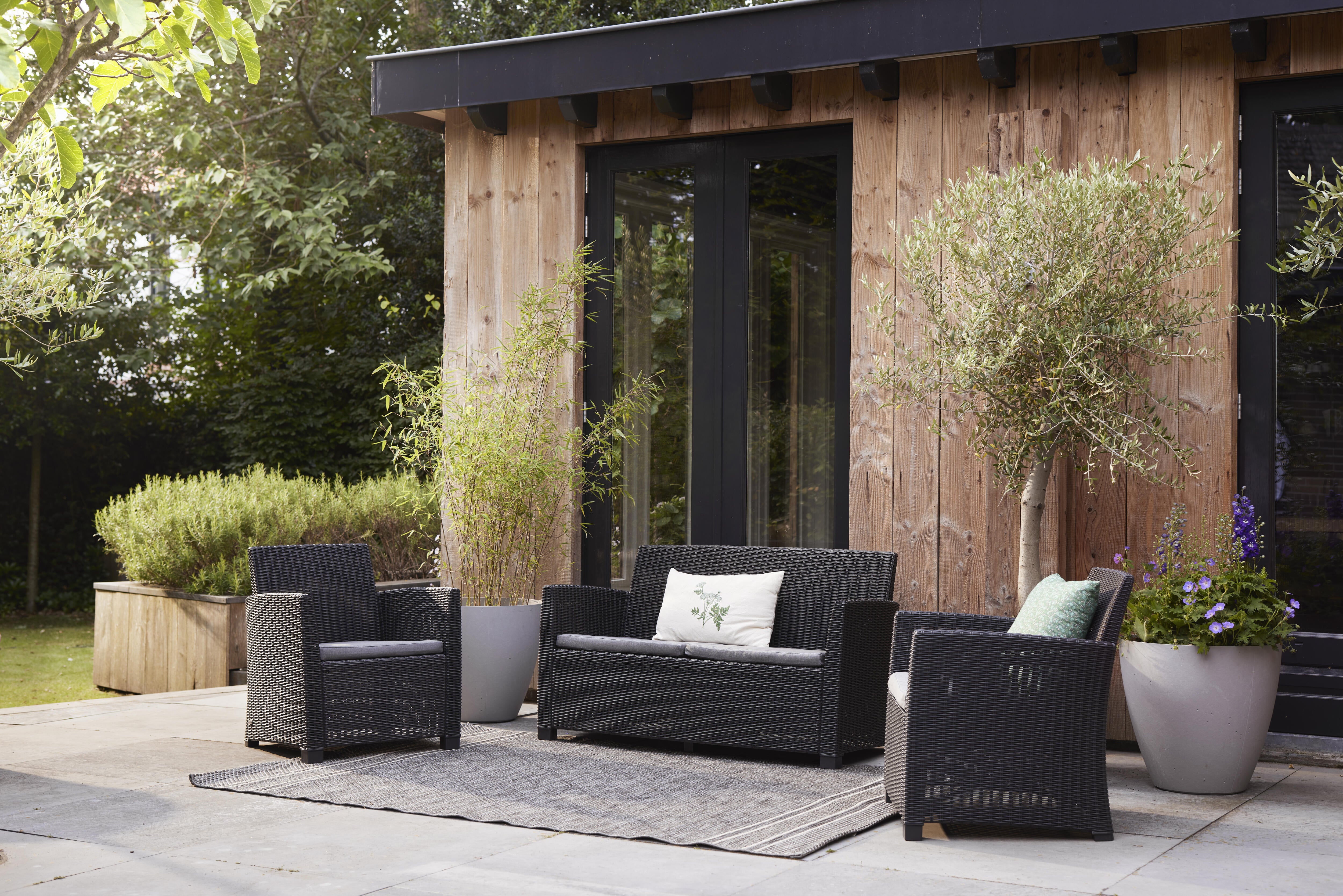 Salotto da giardino per 4 persone antracite Mia KETER con cuscini in poliestere grigio - 3