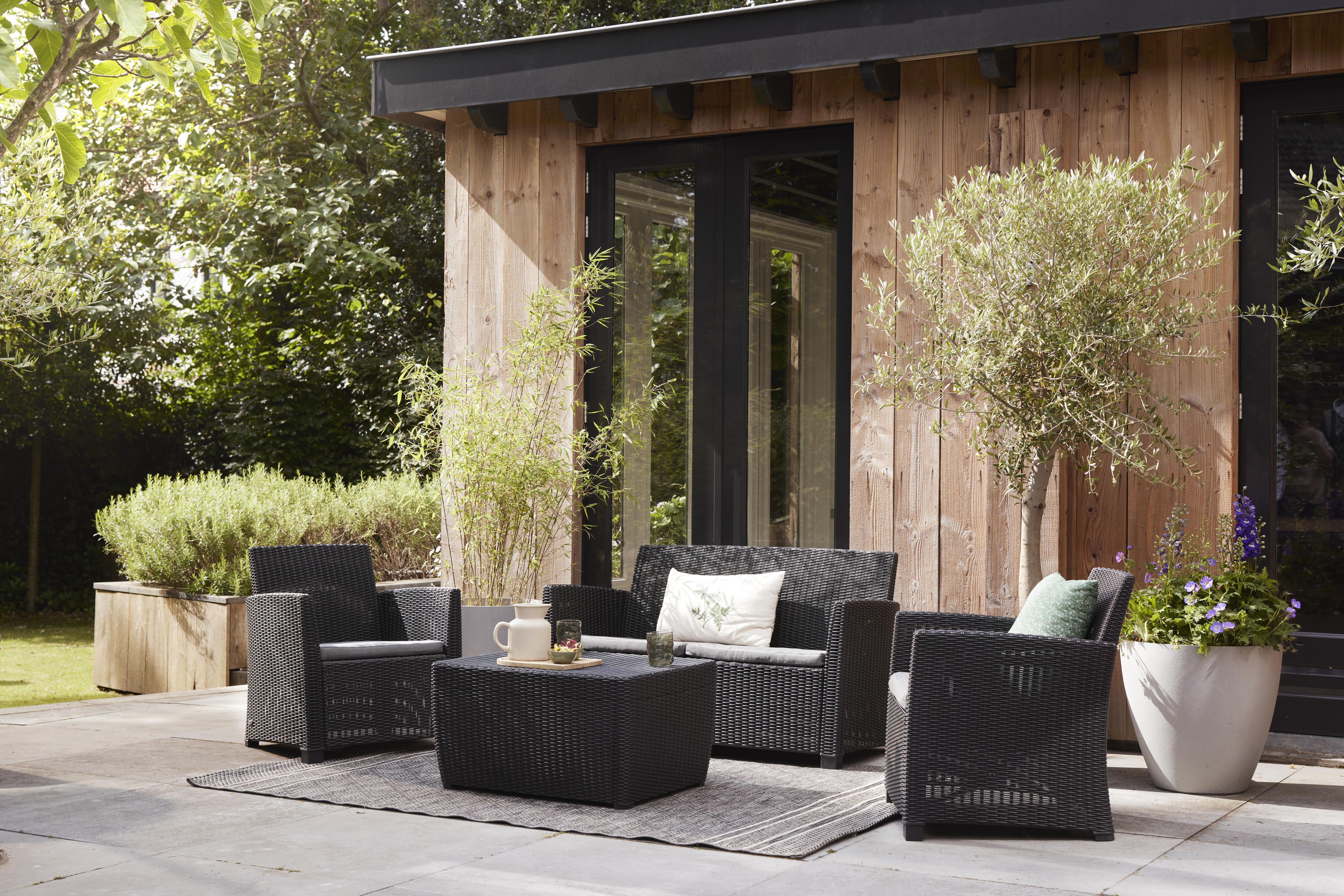 Salotto da giardino per 4 persone antracite Mia KETER con cuscini in poliestere grigio - 2