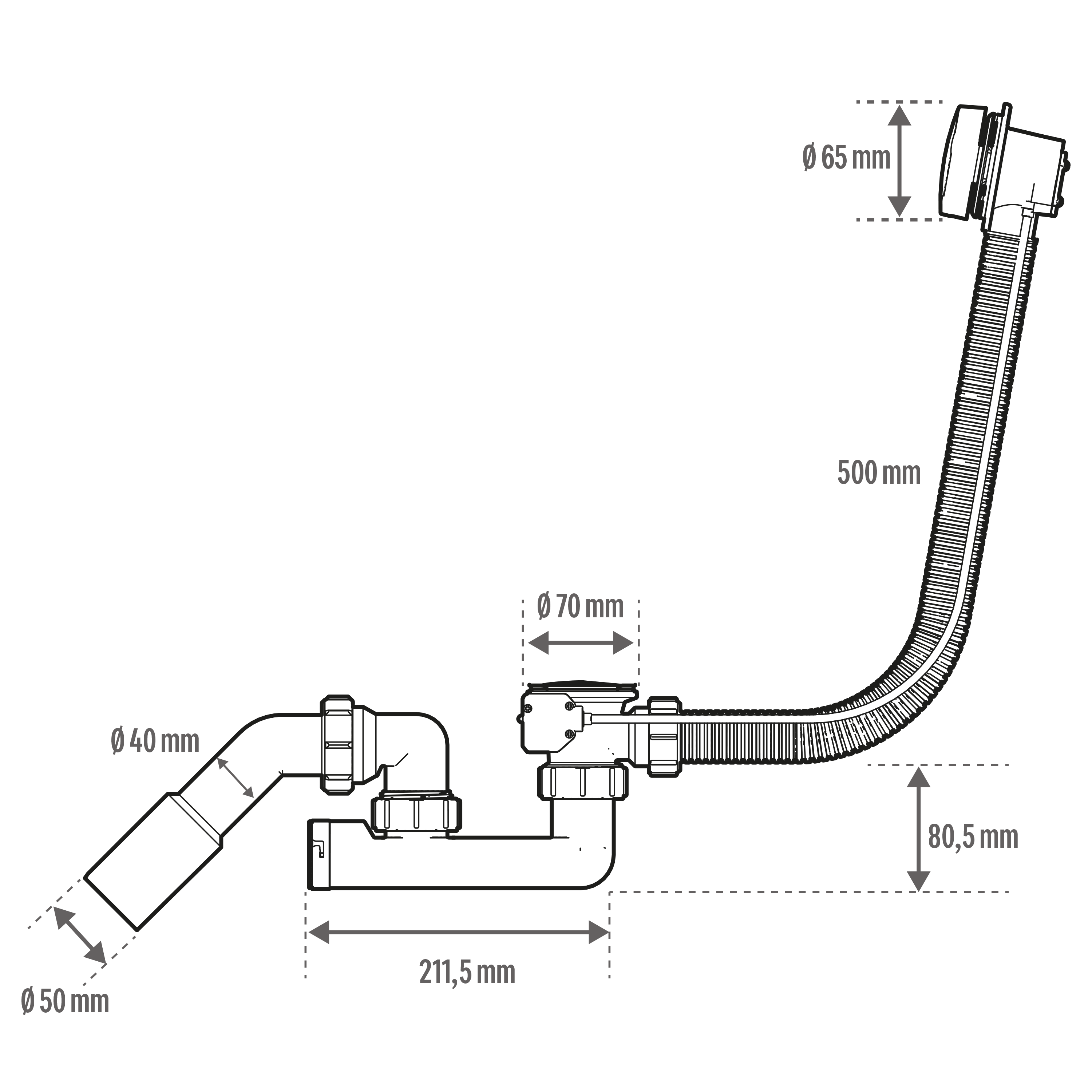 Valvula banheira EQUATION c/cabo+saida 70mm cromado - 3
