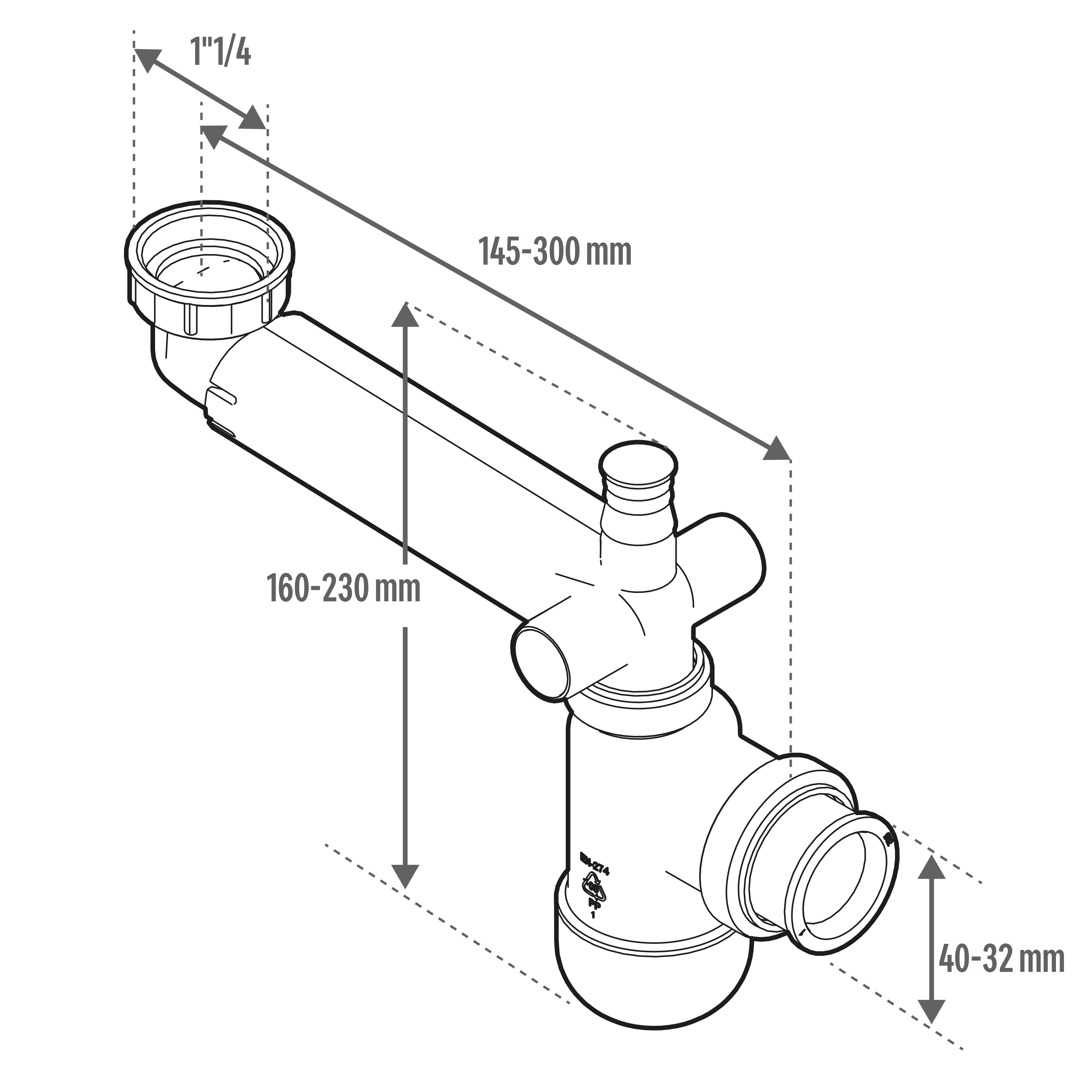 Sifón botella EQUATION 1 orientable 11/4 32-40mm - 2