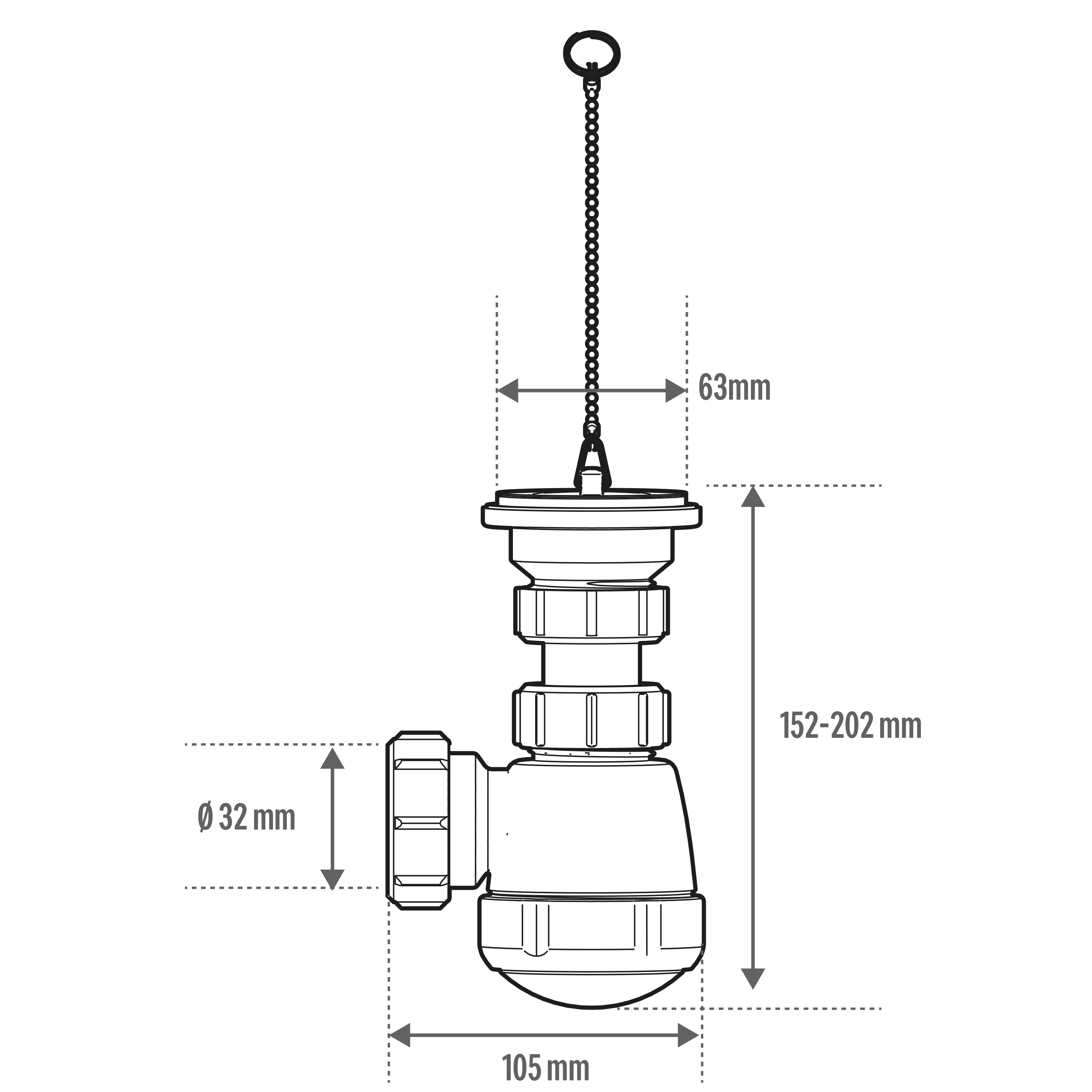 Conjunto de desagüe con tapón y sifón EQUATION D32mm
 - 2