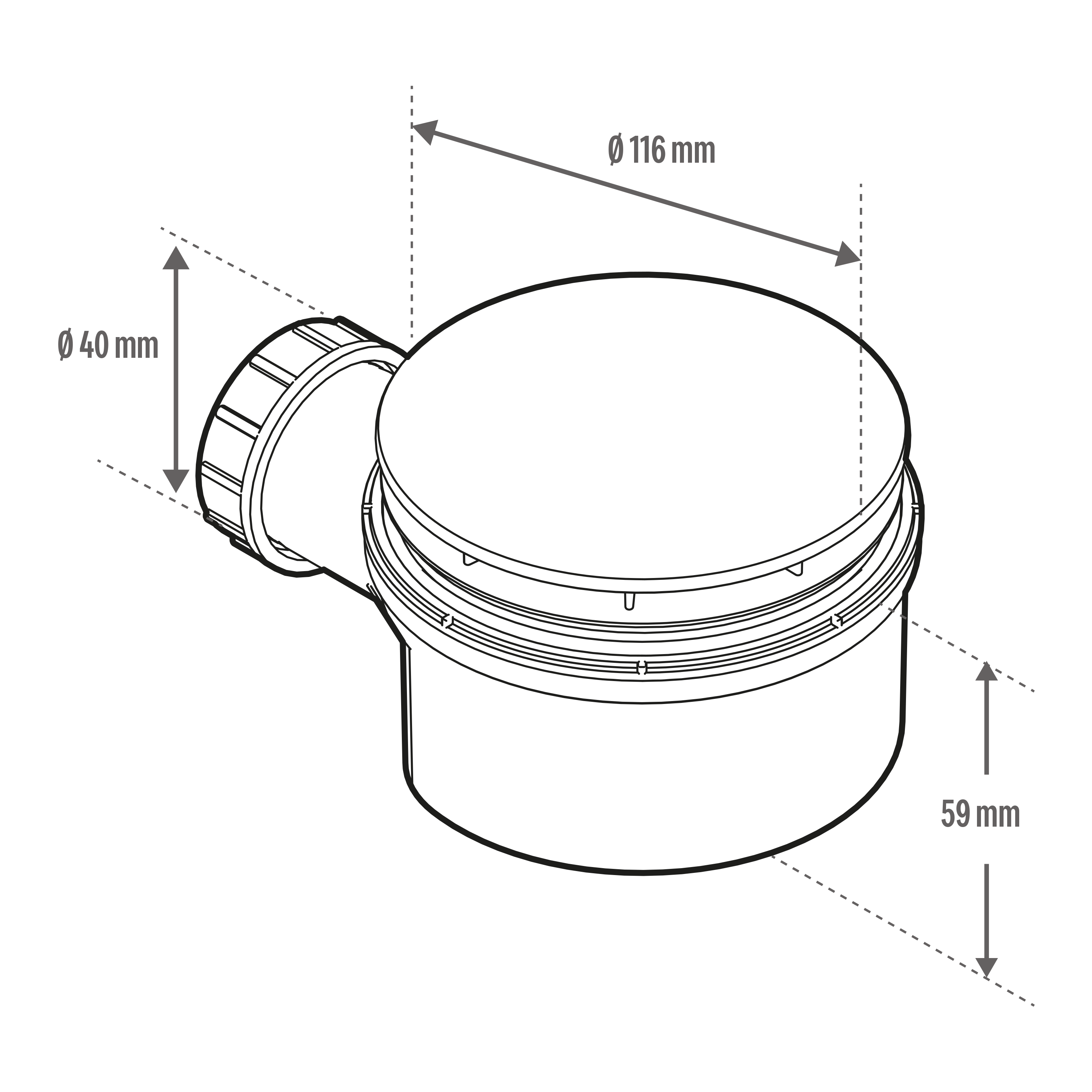Valvula duche EQUATION d90 a60 preto - 3