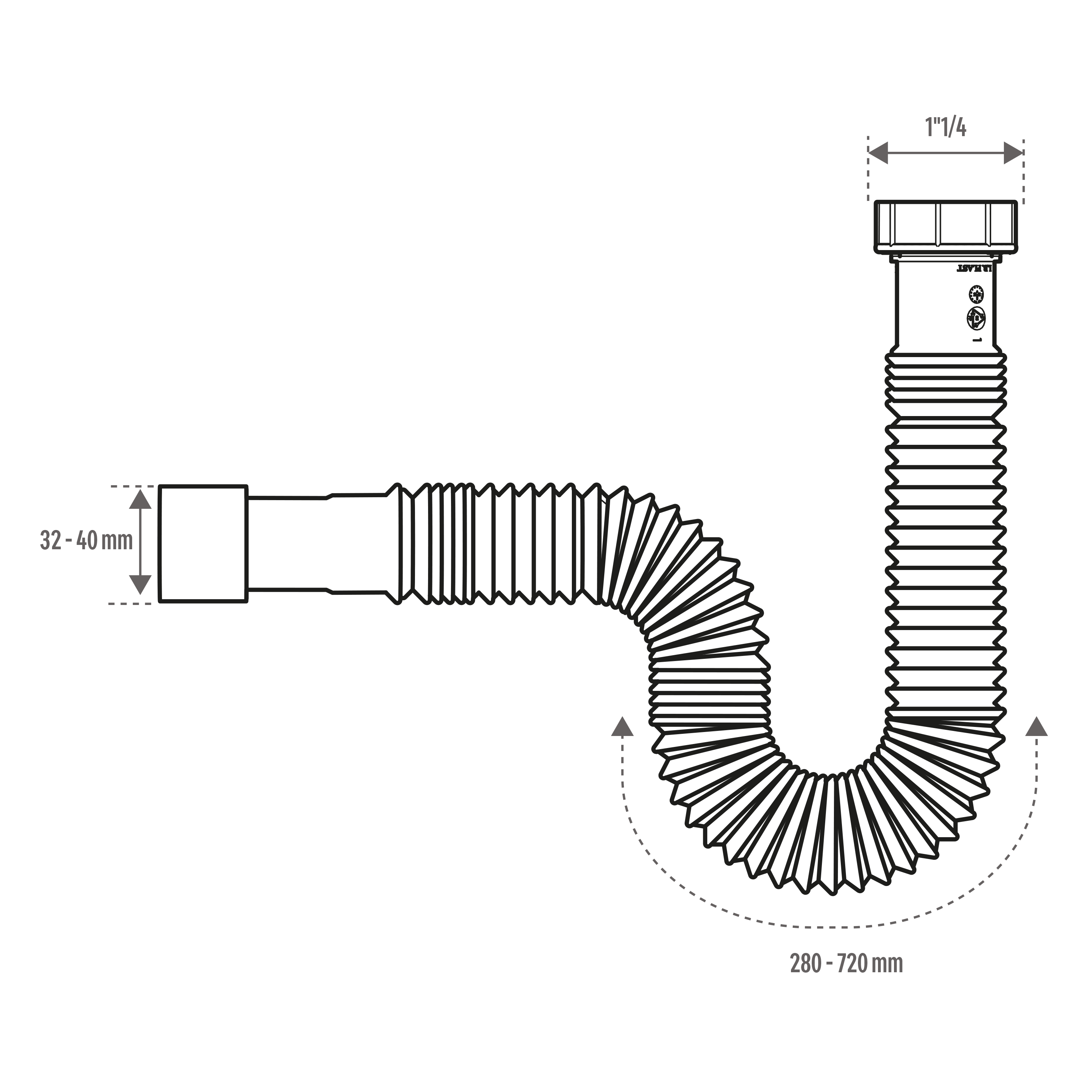 Tubo extensivel 1.1/4 32-40mm branco - 5