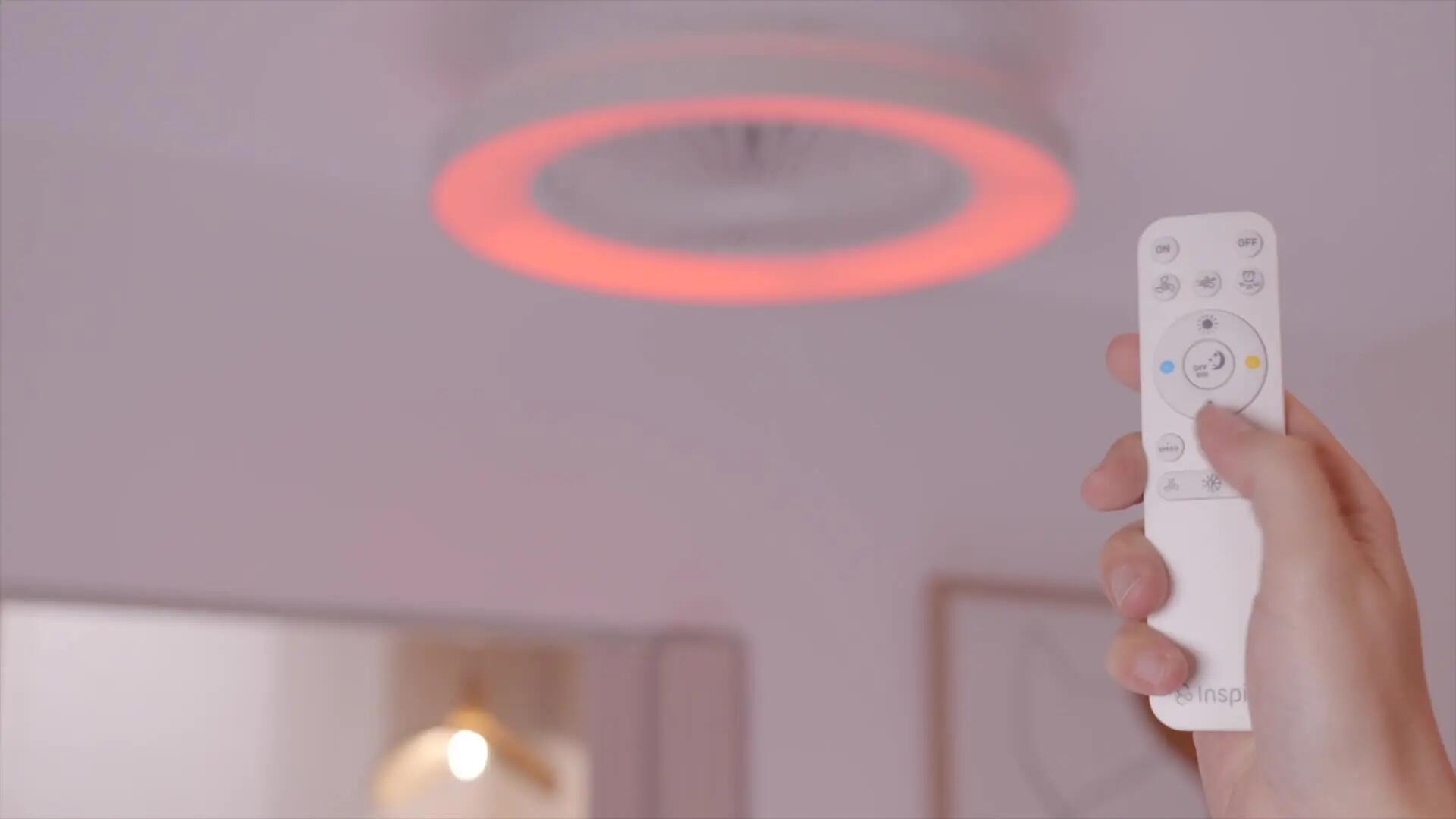 Ventoinha de teto com lâmpada silenciosa D58cm 7650 Lm CCT RGB regulável branco Estepa Inspire

 - 3