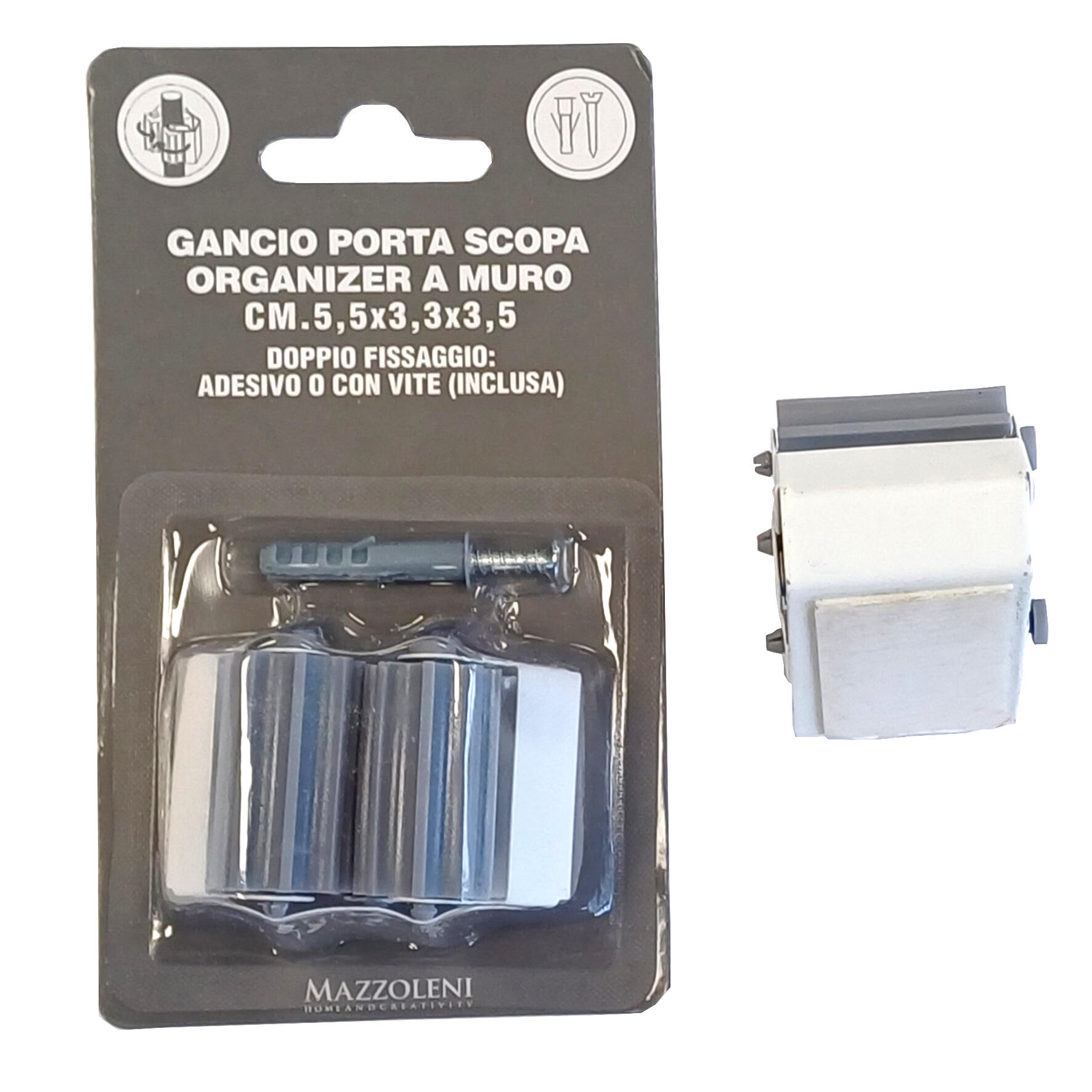 Gancio a chiodo per scopa in acciaio zincato portata max 5 Kg - 2