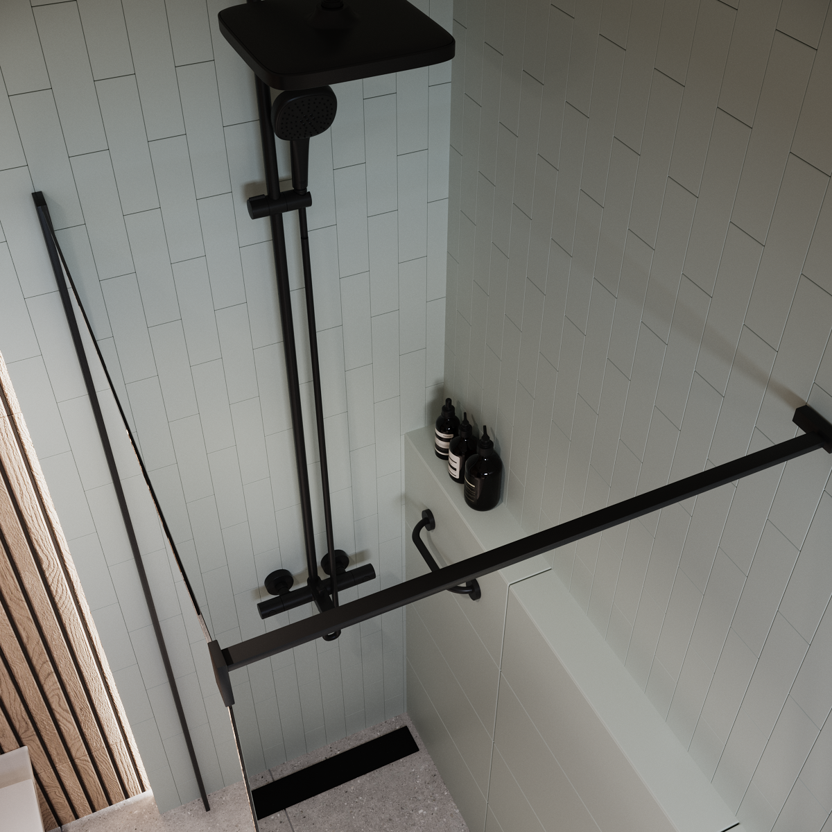 Kabina Walk-in X8 100x200 transparentna profil czarny Huppe - 4