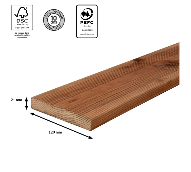 Deck de madeira pinho classe 4 castanho 240x12 cm 21 mm Isb
