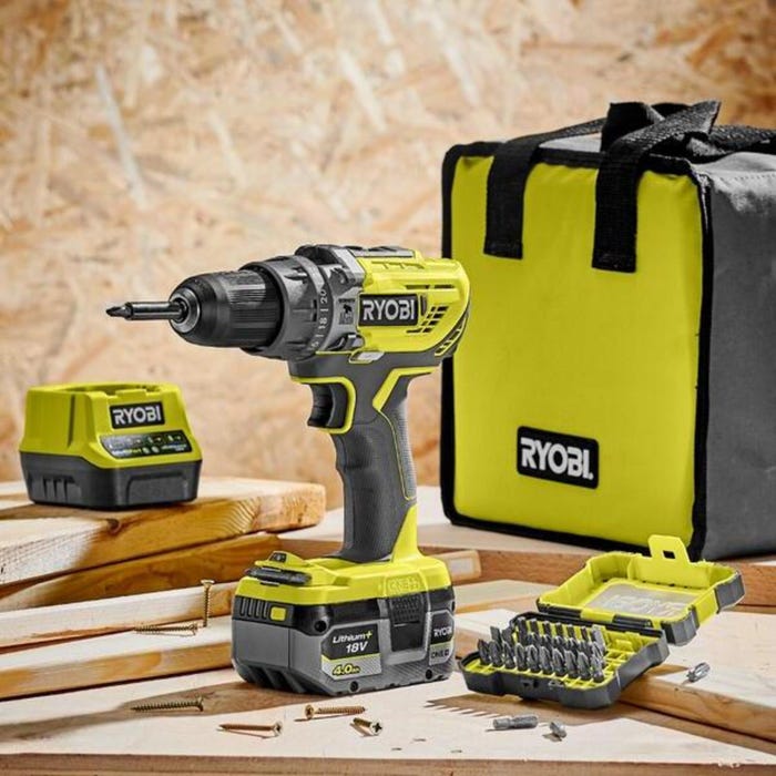 Wiertarko-wkrętarka Ryobi z zestawem akcesoriów