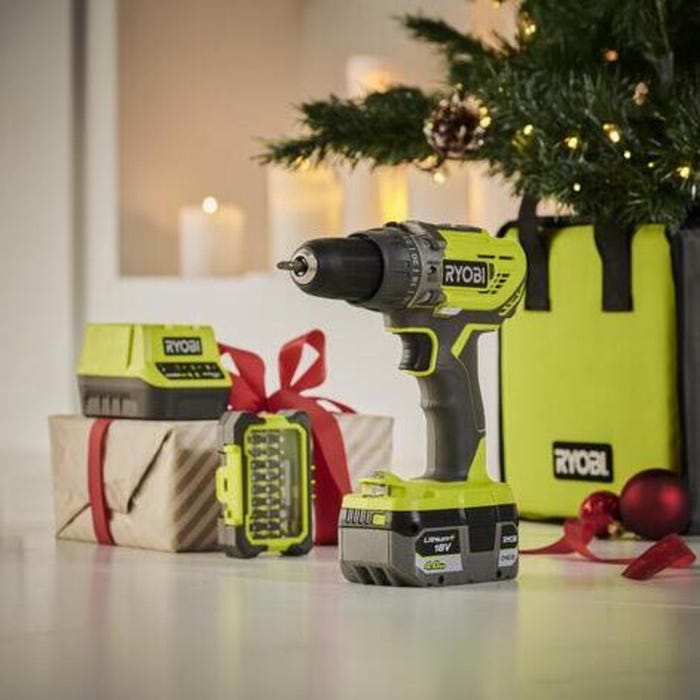 Wiertarko-wkrętarka udarowa akumulatorowa 18V 50Nm 1x4Ah + zestaw akcesoriów RYOBI