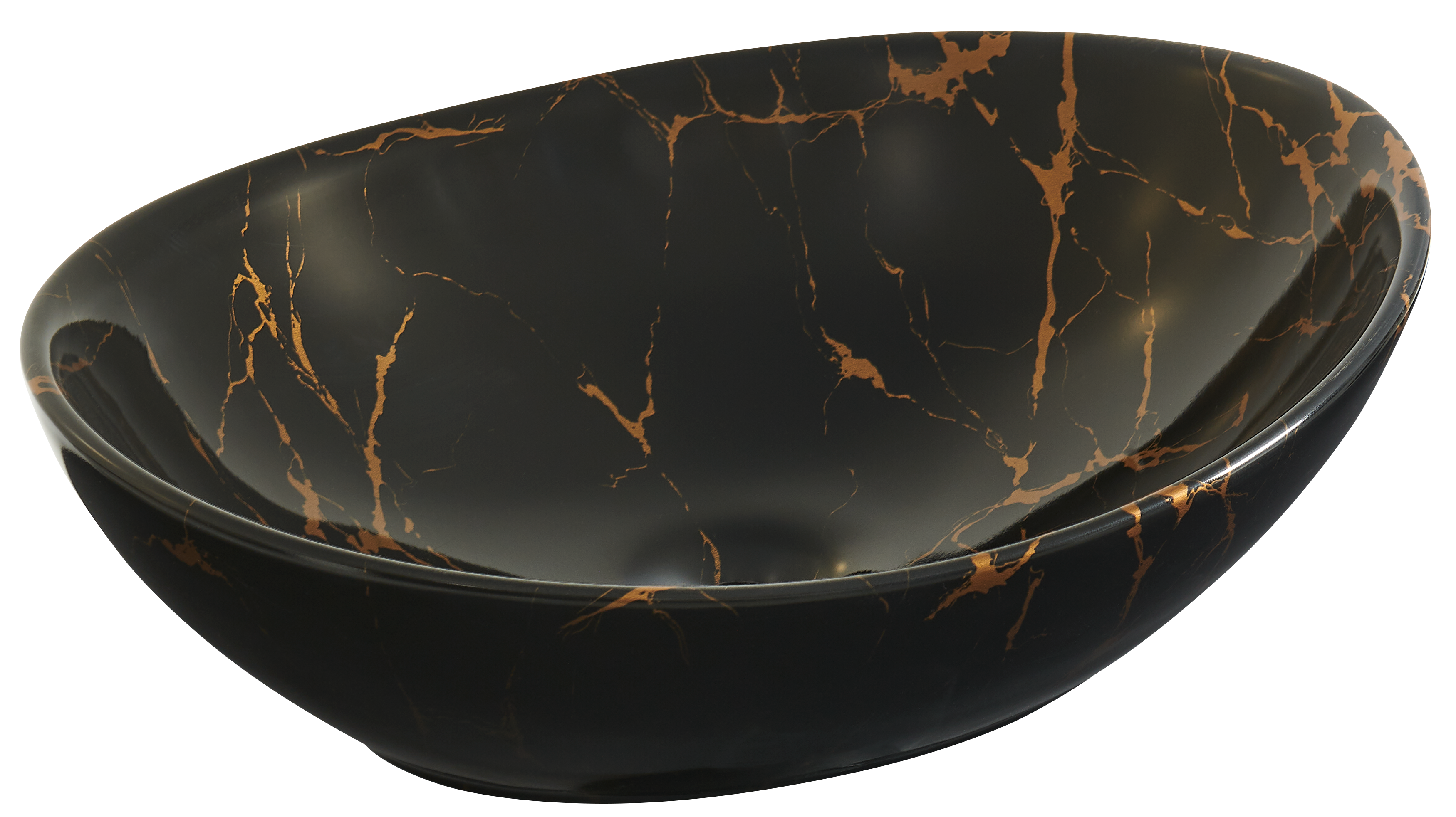 Umywalka ceramiczna nablatowa Miel Glossy blackgold 37x29 cm czarno-złota