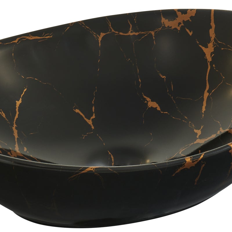 Umywalka ceramiczna nablatowa Miel Glossy blackgold 37x29 cm czarno-złota