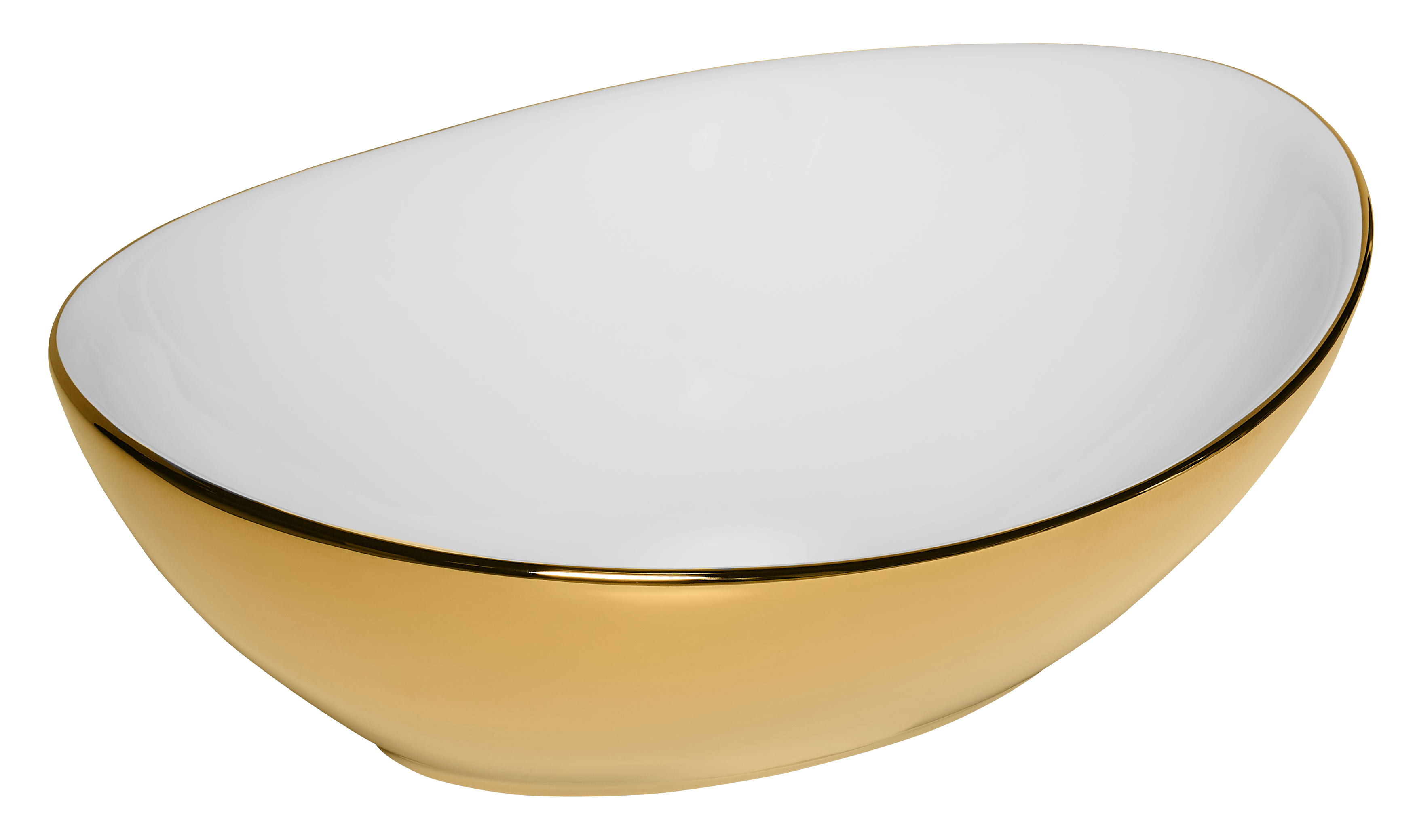 Umywalka ceramiczna nablatowa Miel White Gold 37x29 cm biało-złota