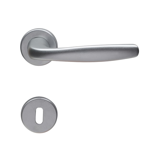 Maniglia su rosetta con bocchetta tonda GHIDINI  Delta in alluminio cromo satinato