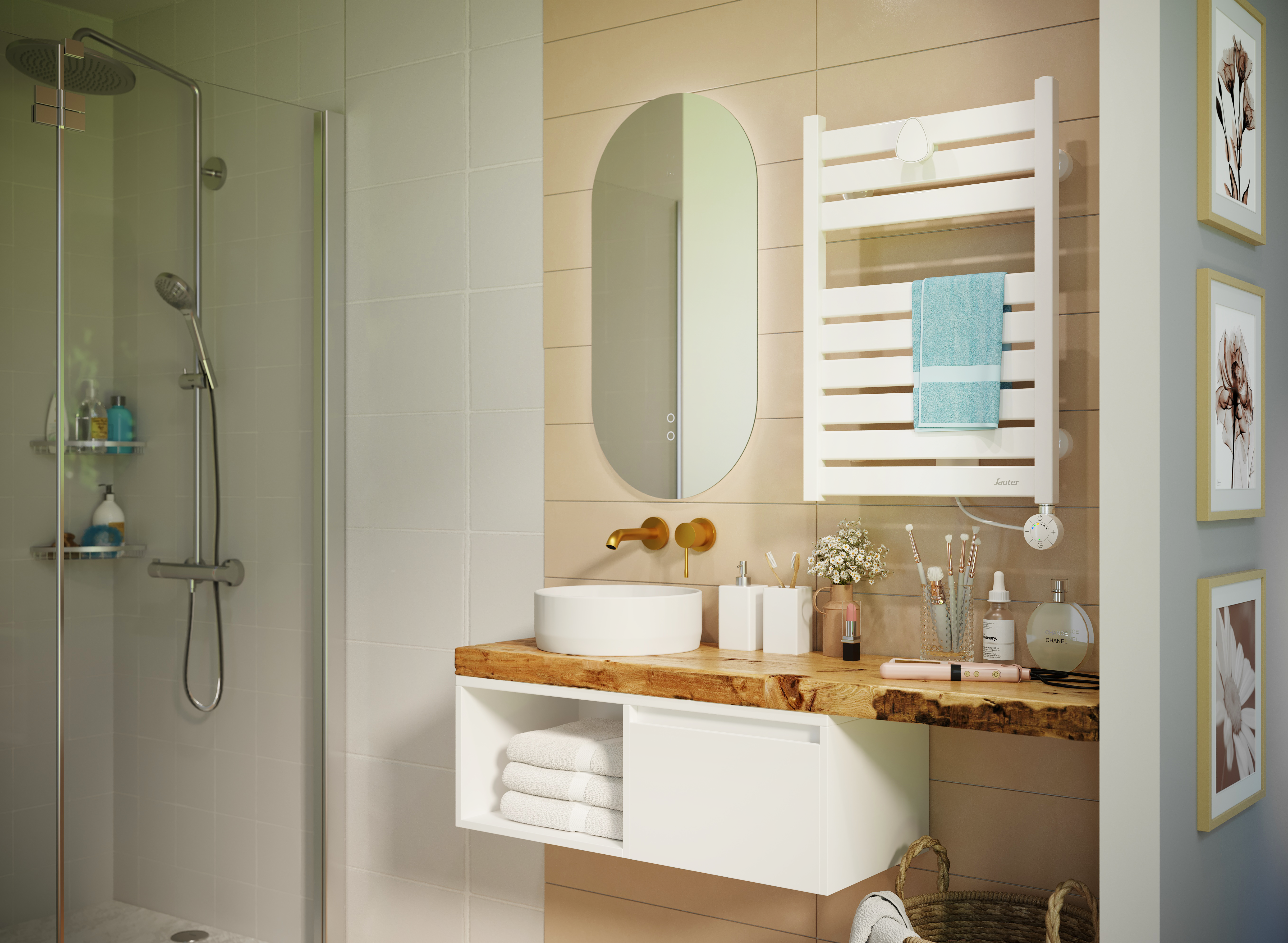 Sèche-serviettes électrique à inertie fluide Kelud mini 250W SAUTER blanc - 5