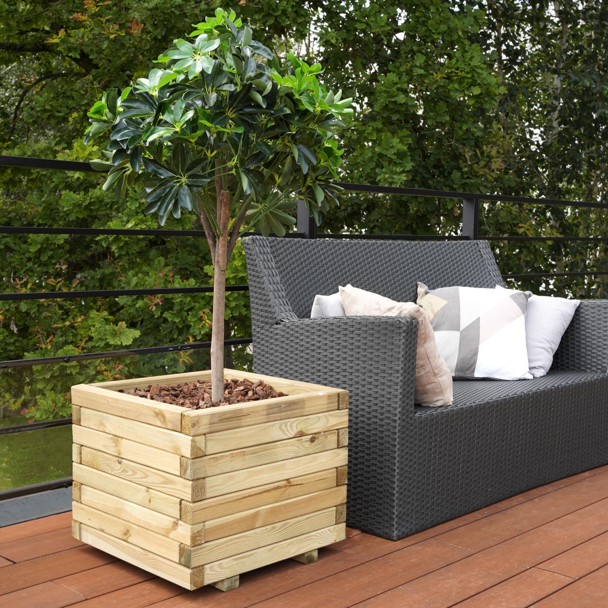 Bac Stockholm carré en pin traité, CERLAND, L.50 x l.50 x H.43 cm - 2