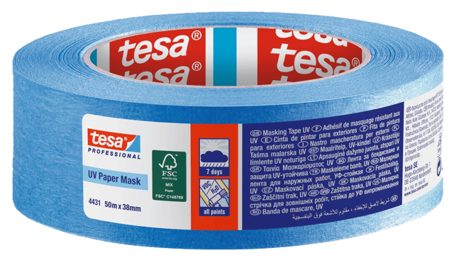 Taśma malarska UV 7 dni niebieska 50 m x 38 mm Tesa