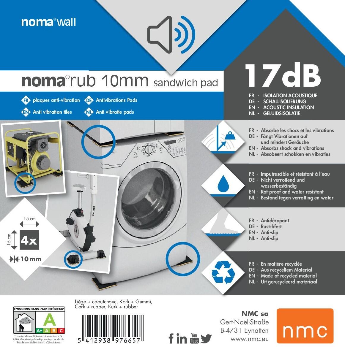 4 uds de Suspensión acústica antivibraciones Antivibración NMC de Betún asfáltico 0.15x0.15m Espesor 10mm - 8