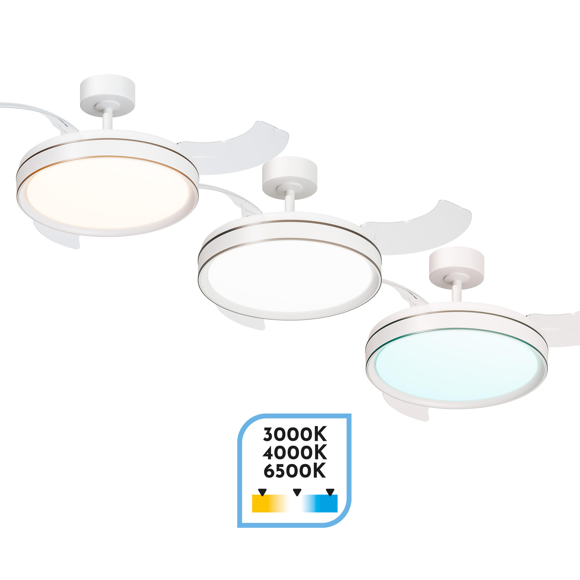 Ventilador de techo con luz silencioso DC Arte Confort Dube L Blanco/Negro blanco/negro 122 cm - 7