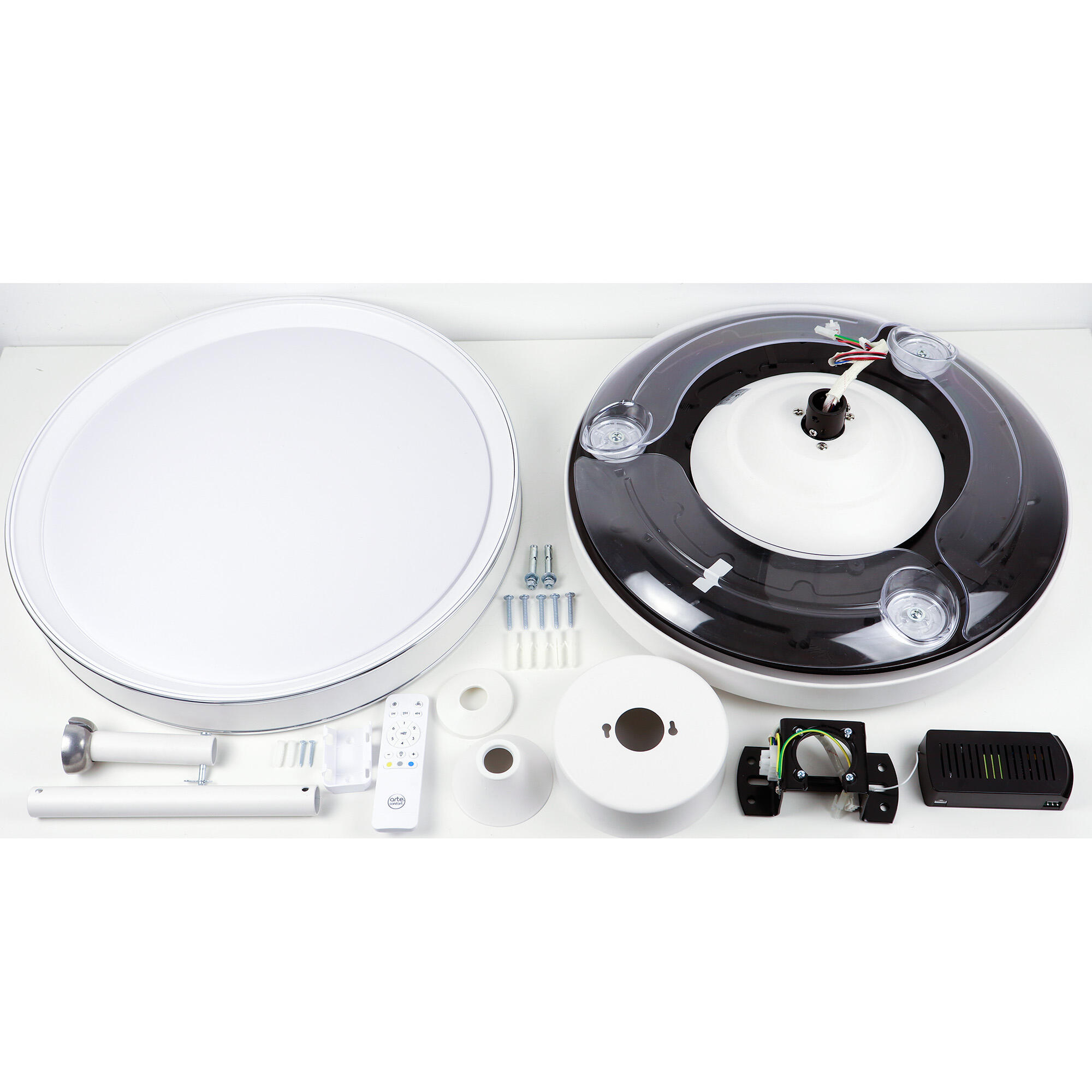 Ventilador de techo con luz silencioso DC Arte Confort Dube M Blanco/Plata blanco/gris 107 cm - 3