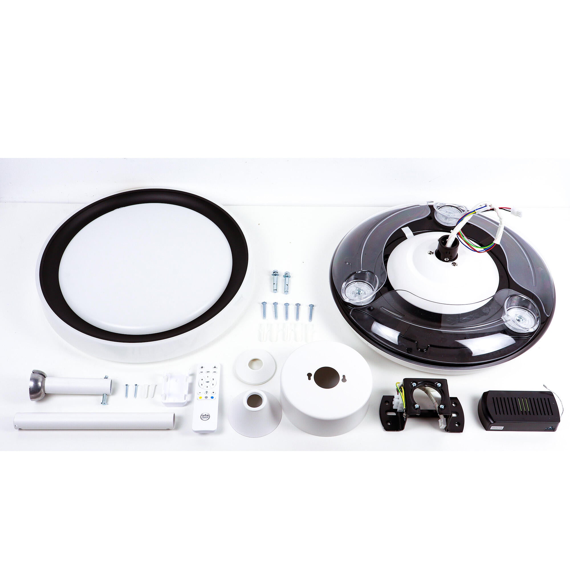 Ventilador de techo con luz silencioso DC 22W con mando ø91 cm Betel ARTE CONFORT blanco y negro luz CCT 3 aspas retráctiles tipo lámpara| 6 velocidades| modo verano/invierno| temporizador| brisa| recomendado para <13m² - 3
