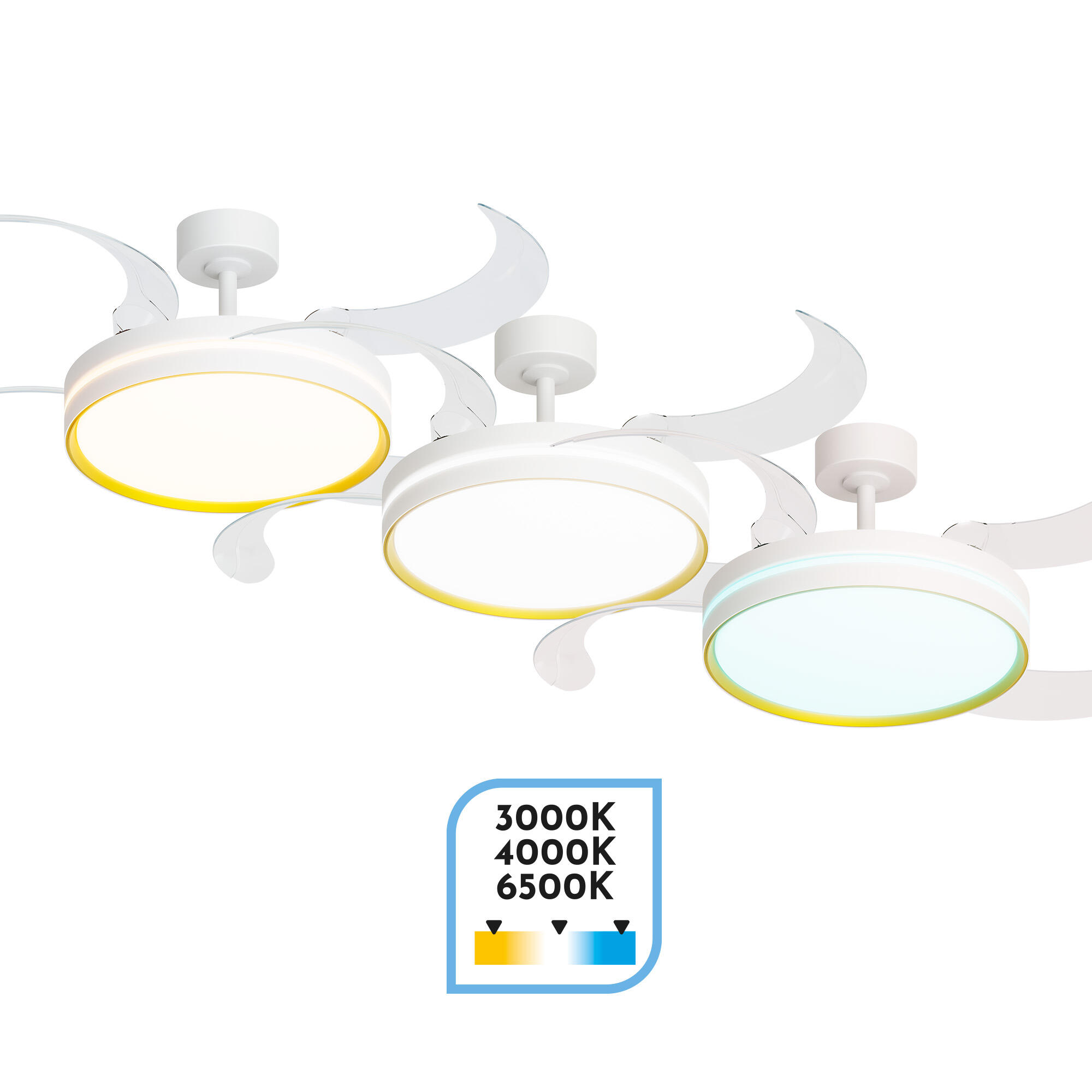 Ventilador de techo con luz silencioso DC Arte Confort Selas L blanco 122 cm - 6