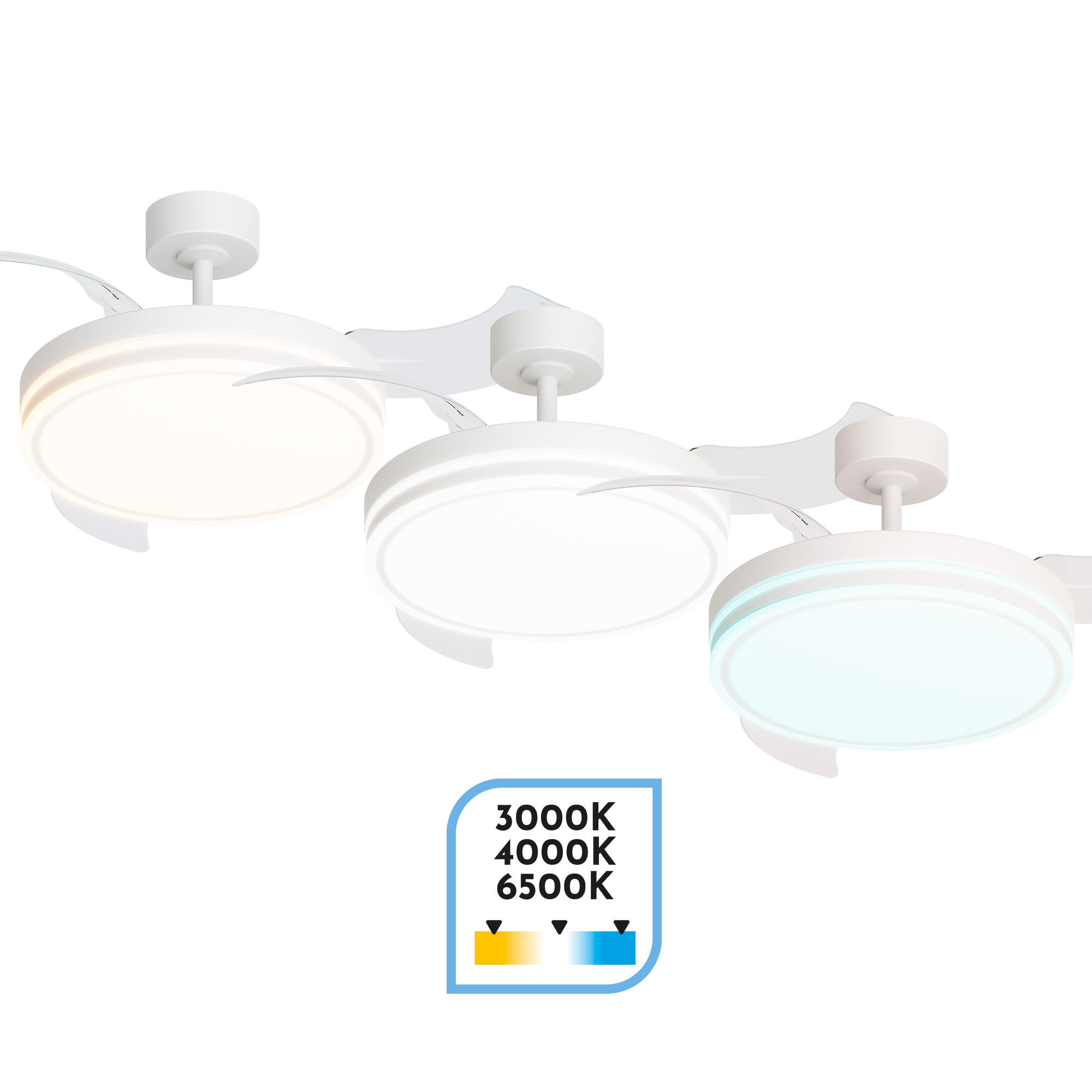 Ventilador de techo con luz silencioso DC 30W con mando ø122 cm Procy L ARTE CONFORT blanco luz CCT 4 aspas| 6 velocidades| modo verano/invierno| temporizador| brisa| recomendado de 13 a 20m² - 6